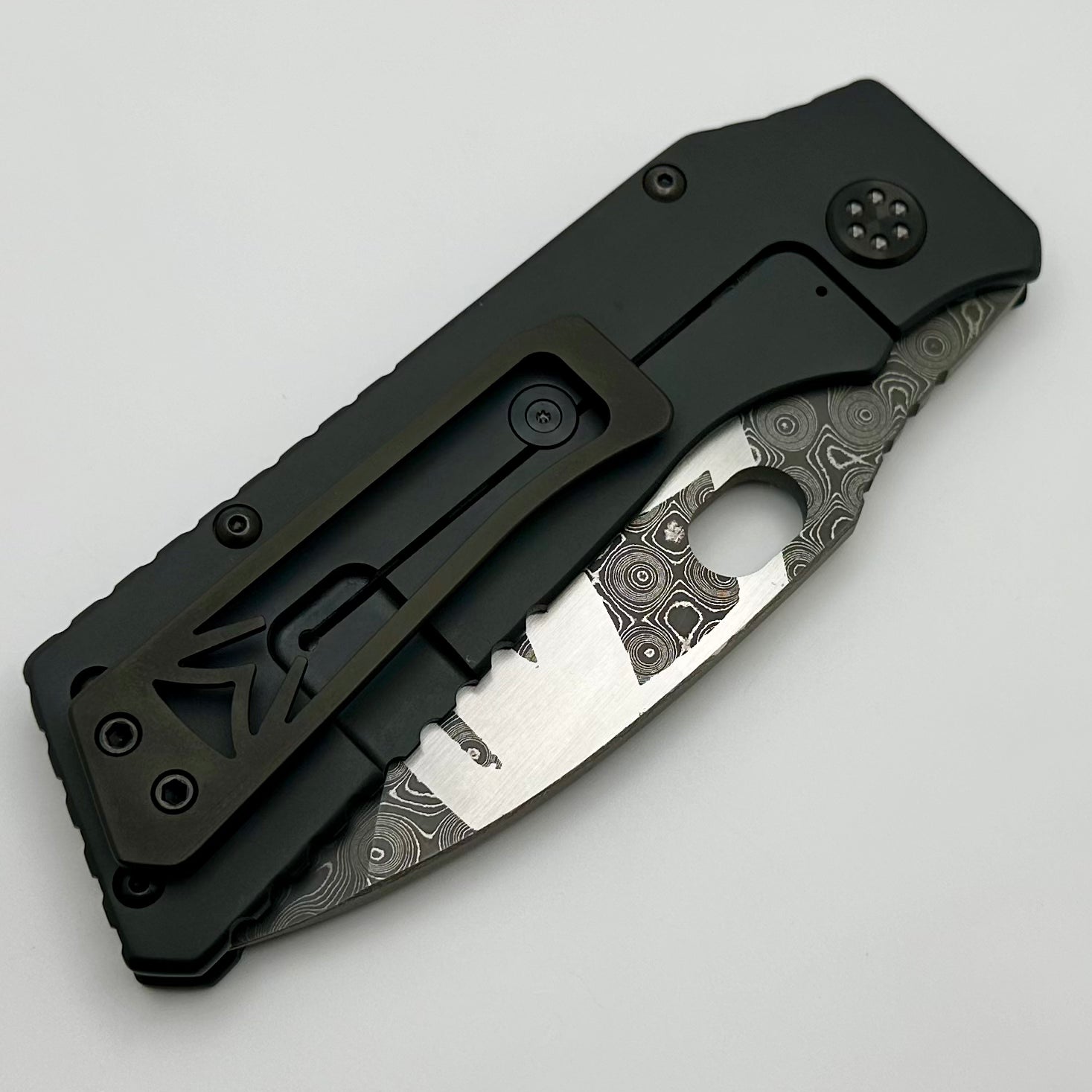 Medford TFF-1 Chad Nichols Damascus USA Flag/MKT w/ DLC Contoured Handles & Black Hardware