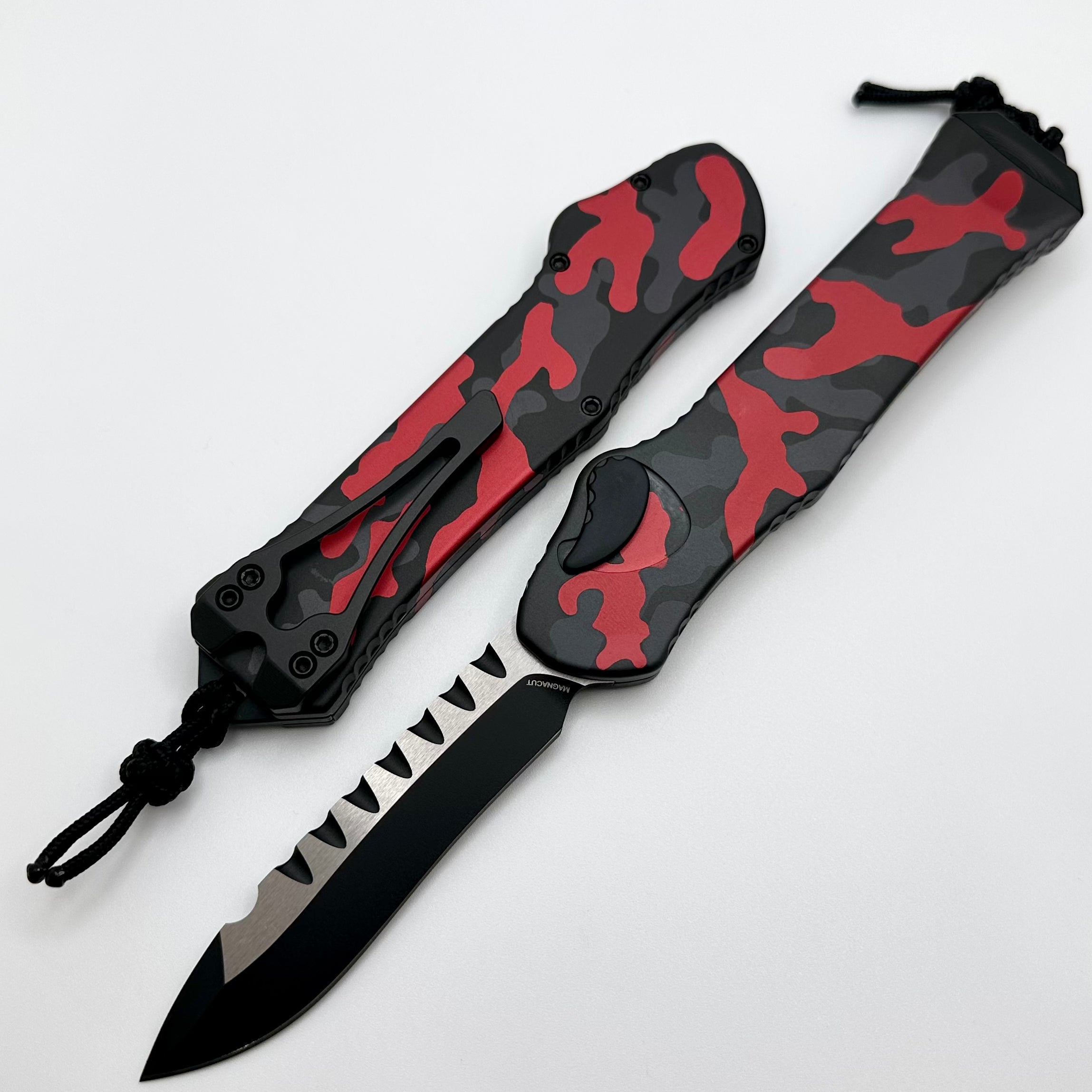 Heretic Hydra V3 Red Camo Aluminum Handle & Two Tone Cerakote Recurve MagnaCut H008-10A-RCAMO