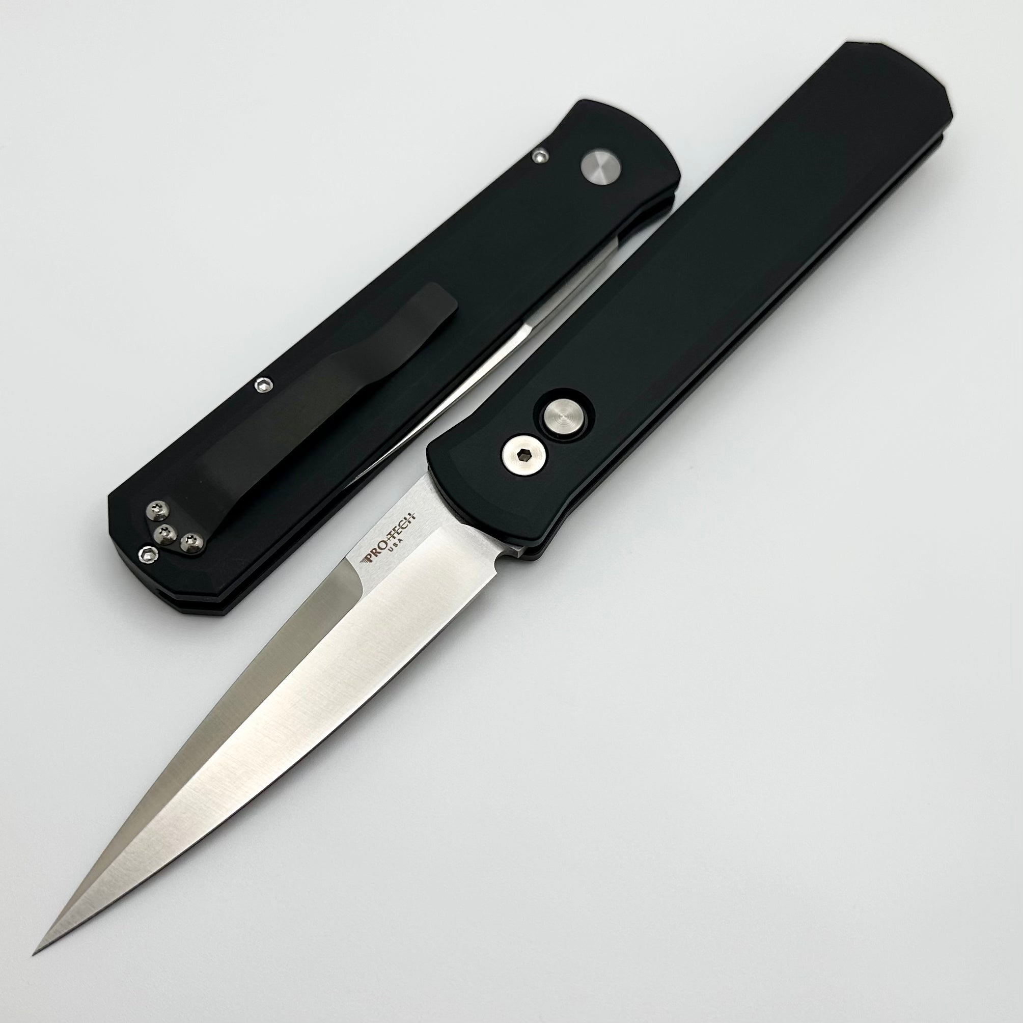 Pro-Tech Godfather w/ Black Handle & Satin 154-CM Blade 921-Satin