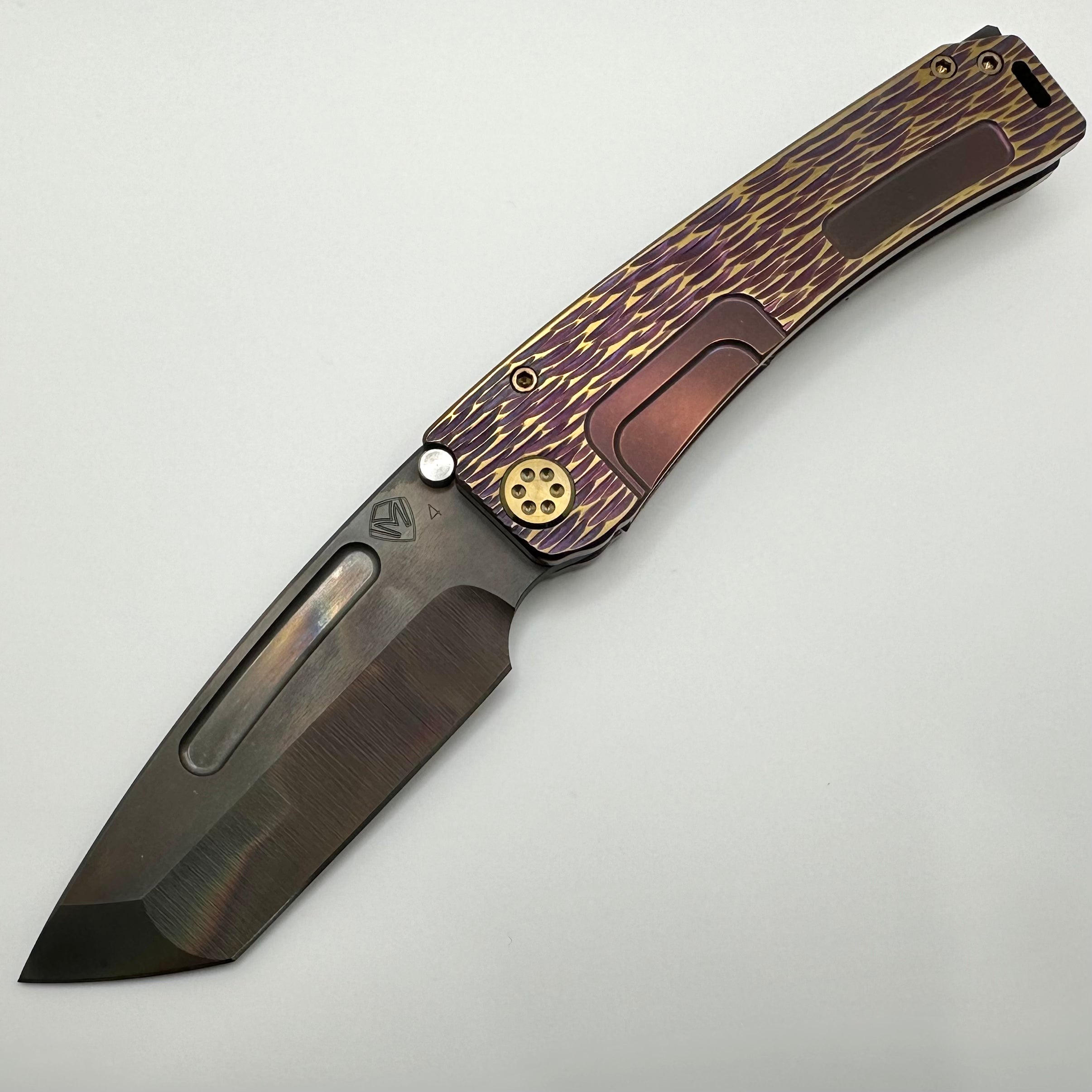 Medford Marauder H Violet/Bronze Dragon Skin Sculpted Handles w/ Bronze Hardware & S45VN Vulcan Tanto