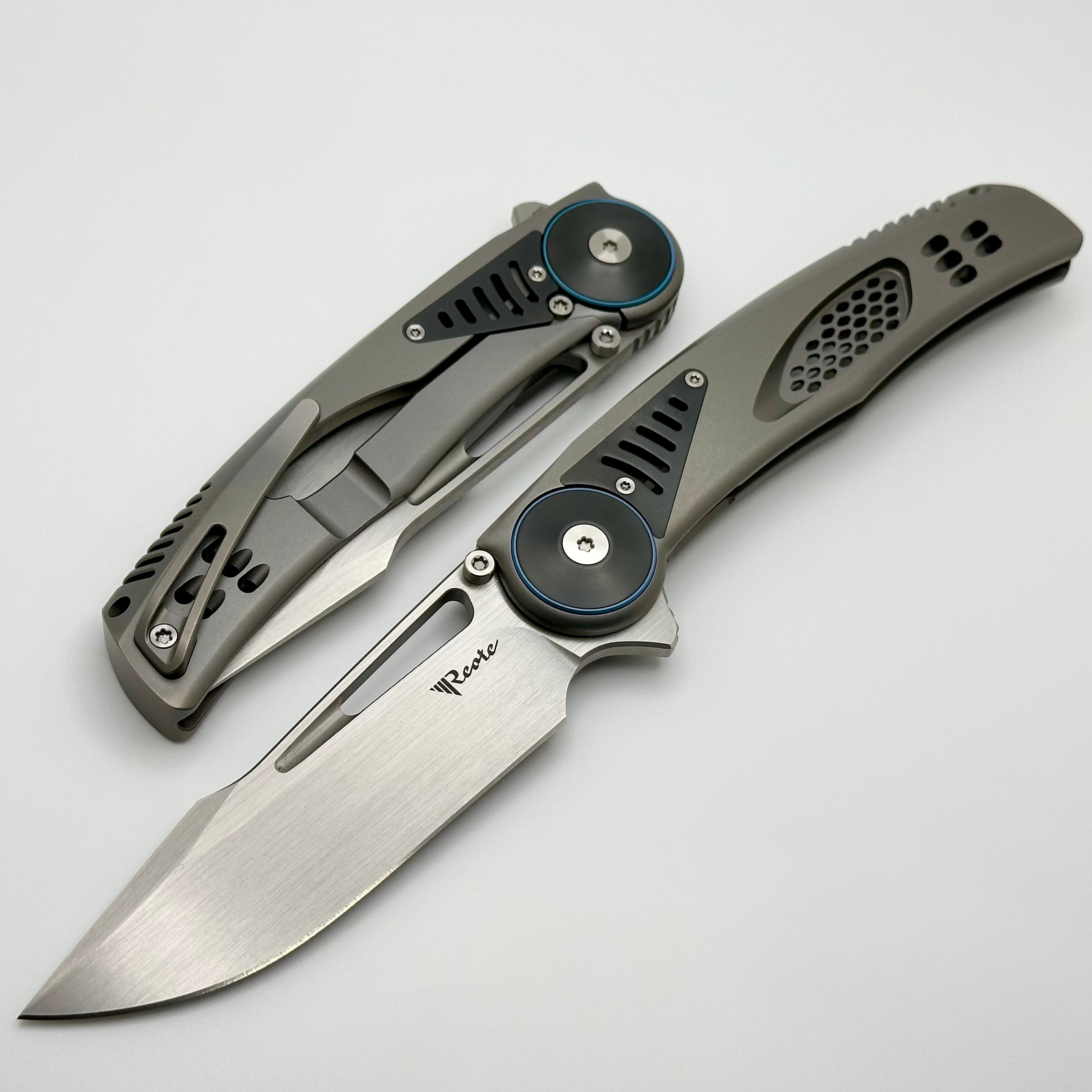 Reate Knives GTR Titanium Integral Bead Blast w/ Zirconium Accents & Hand Satin M390