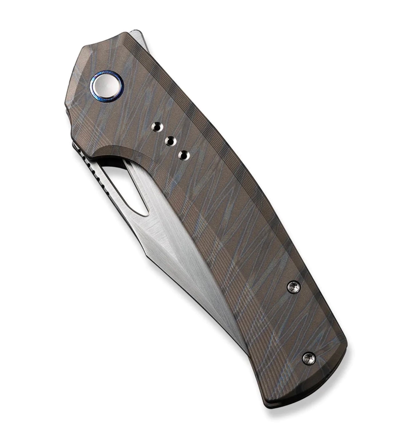 We Knife Nefaris Flamed Tiger Stripe Patterned Titanium & Hand Rubbed 20CV WE22040D-4