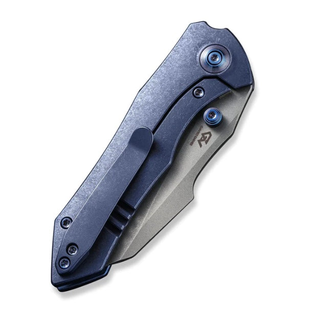 We Knife High-Fin Blue Tumbled Titanium w/ CPM-20CV WE22005-3