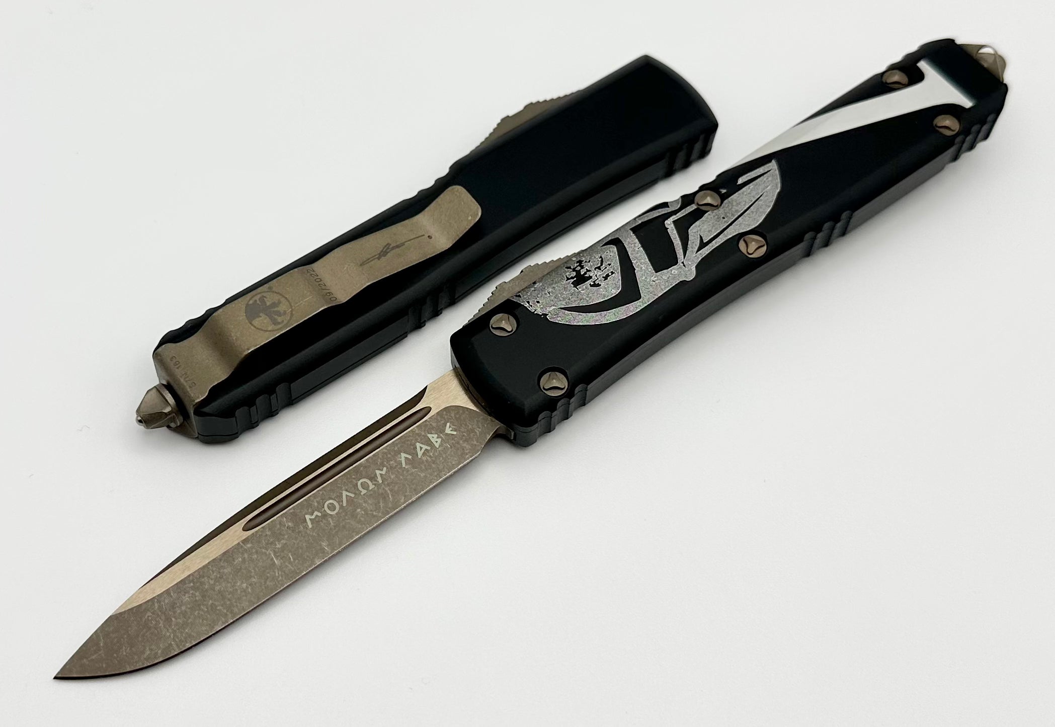 Microtech Ultratech Molon Labe Single Edge Bronze & Black Signature Series 121-13MLS