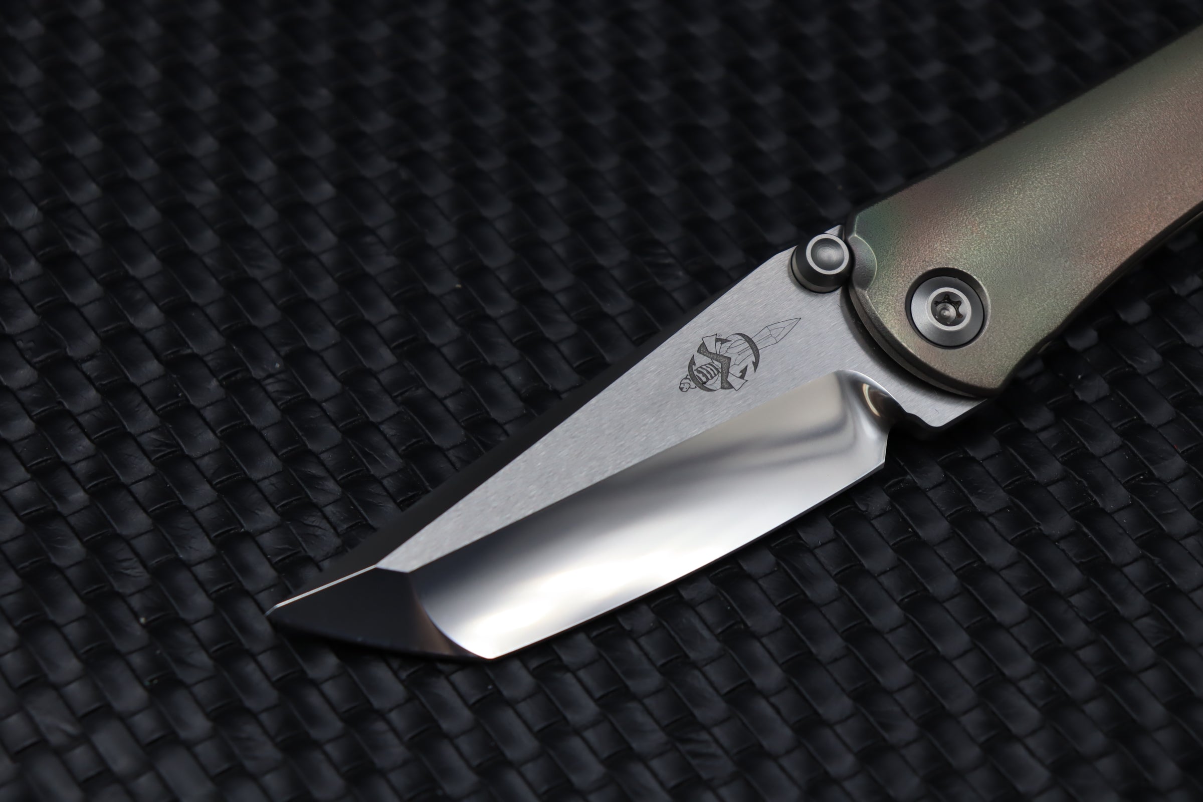 Marfione Custom Knives & Borka Blades Collaboration SBTF Diamond Finished M390 Blade & Heated Orange Peeled Scales