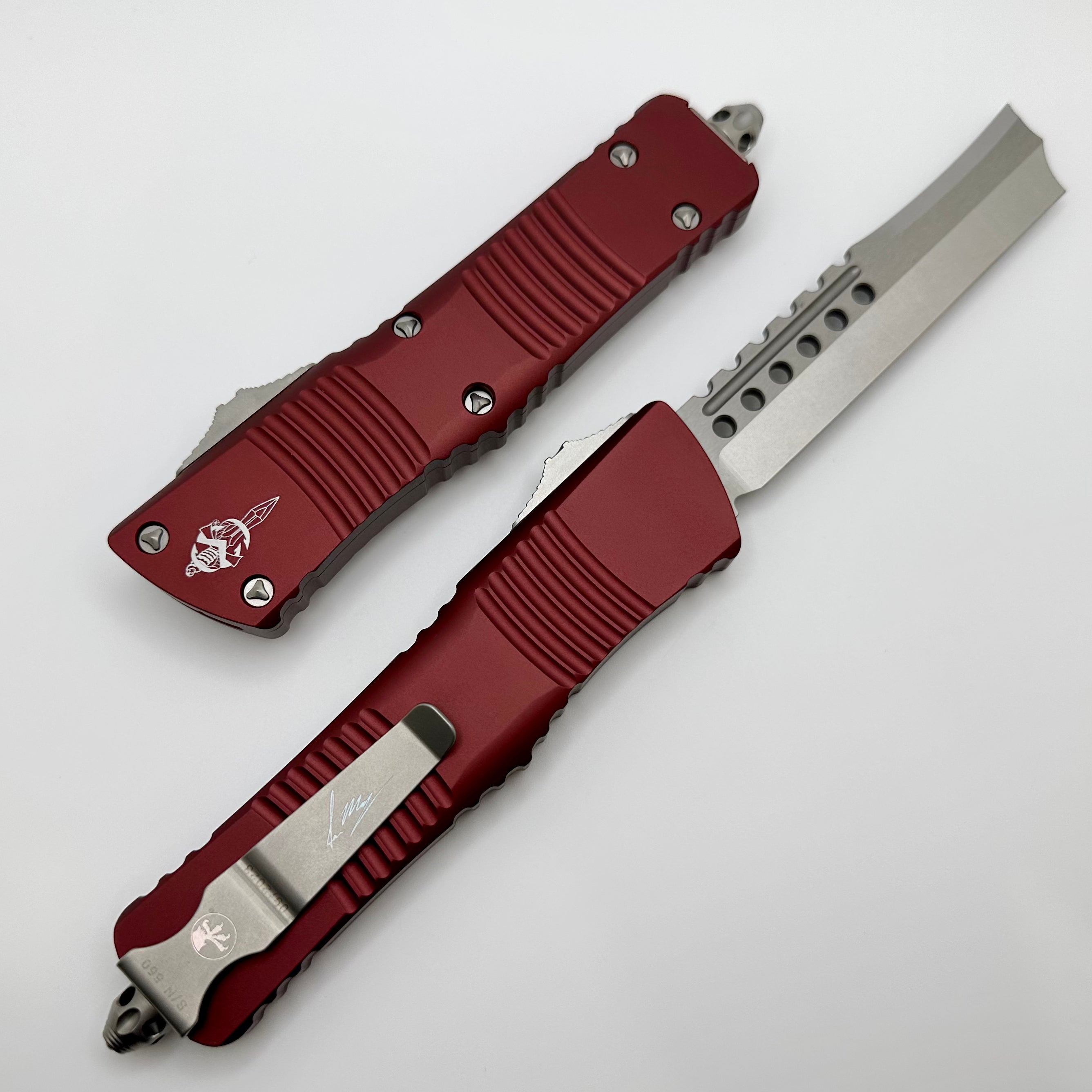 Microtech Combat Troodon Hellhound Razor Stonewash Standard & Merlot Signature Series 219R-10MRS