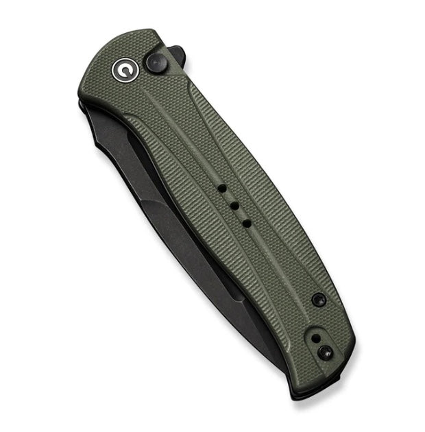 Civivi Incindie Button Lock Flipper w/ OD Green G-10 Handles & Black Stonewash 14C28N C23053-2