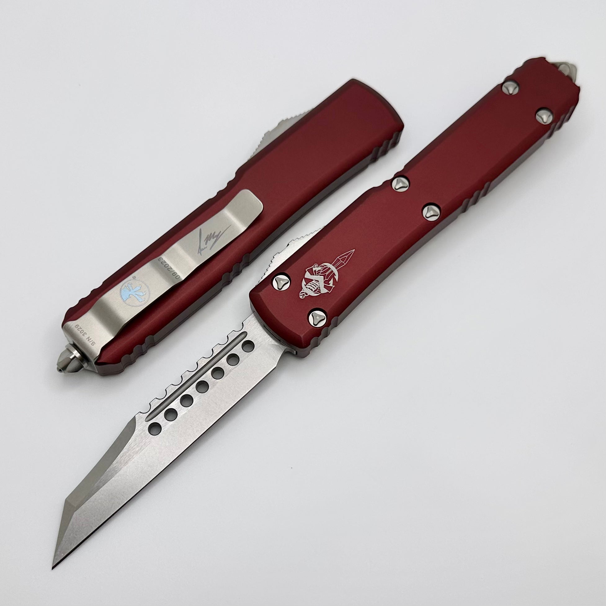 Microtech Ultratech Warhound Stonewash Standard & Merlot Signature Series 119W-10MRS