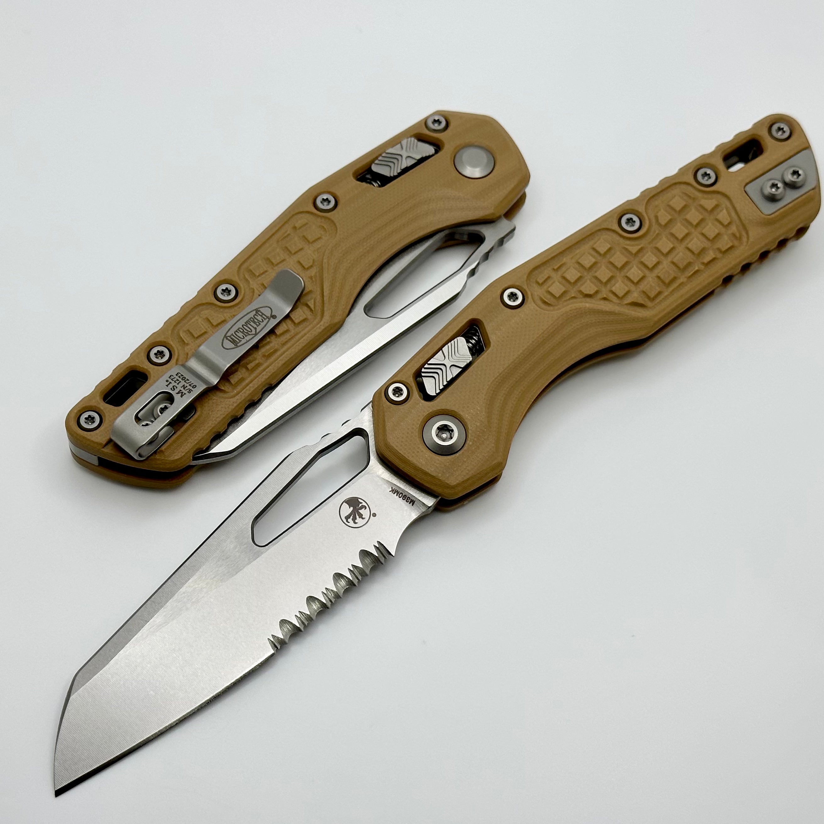 Microtech Knives MSI RAM LOK Frag Tan G-10 & Partial Serrated M390MK 210-11FRGTTA ONE PER HOUSEHOLD