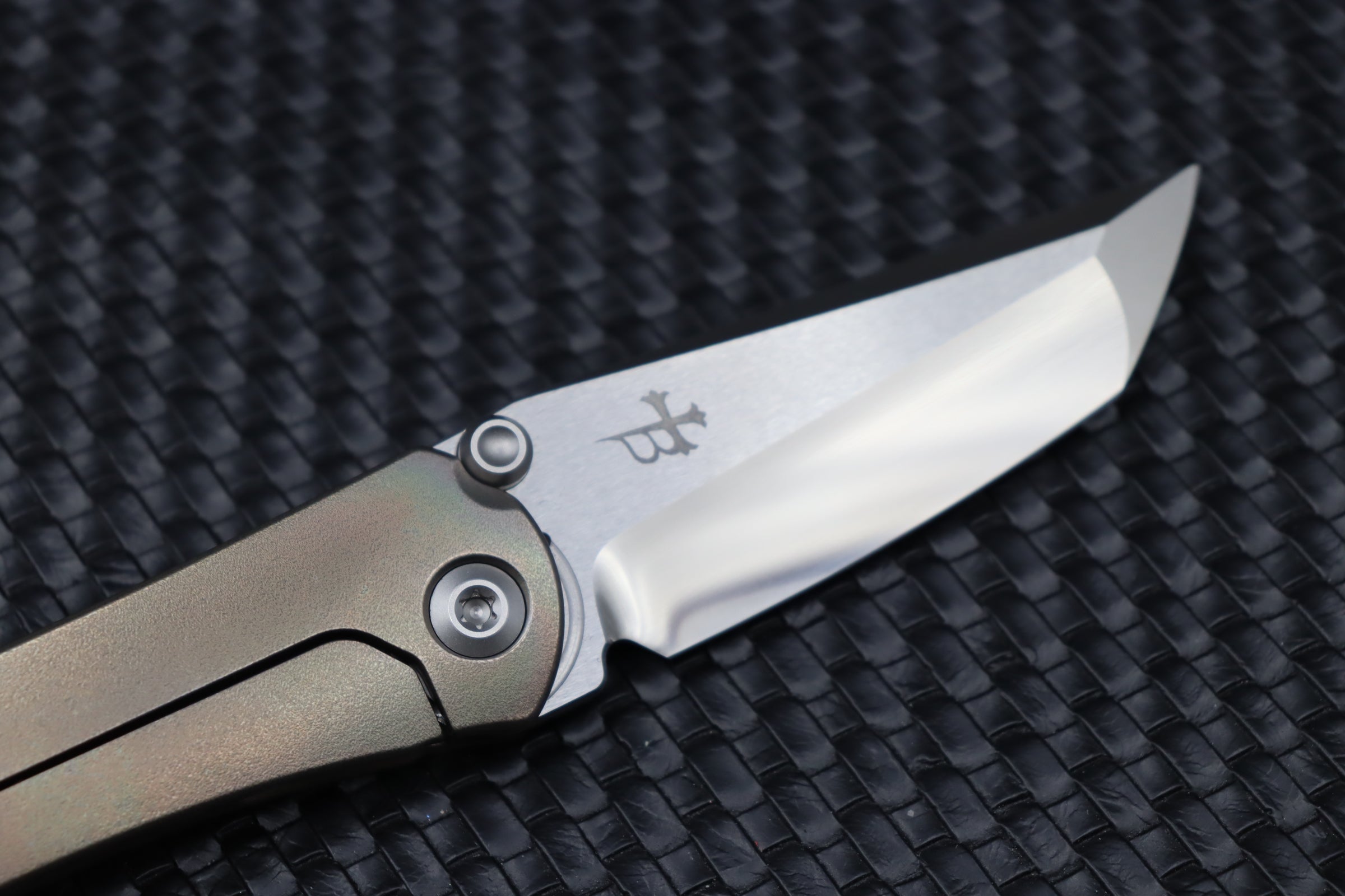 Marfione Custom Knives & Borka Blades Collaboration SBTF Diamond Finished M390 Blade & Heated Orange Peeled Scales