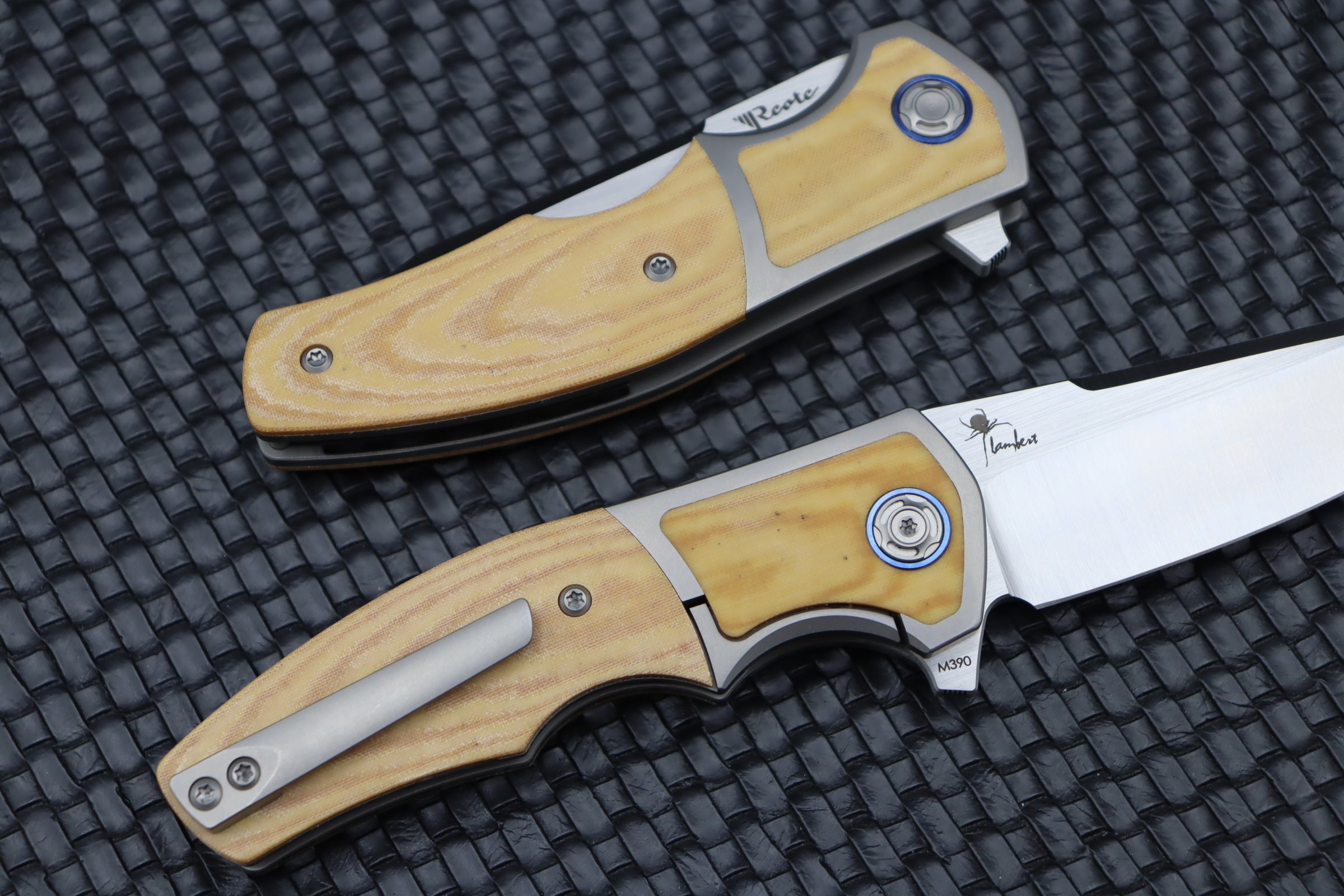 Reate Knives Mini Crossroads w/ White Micarta Inlays & M390