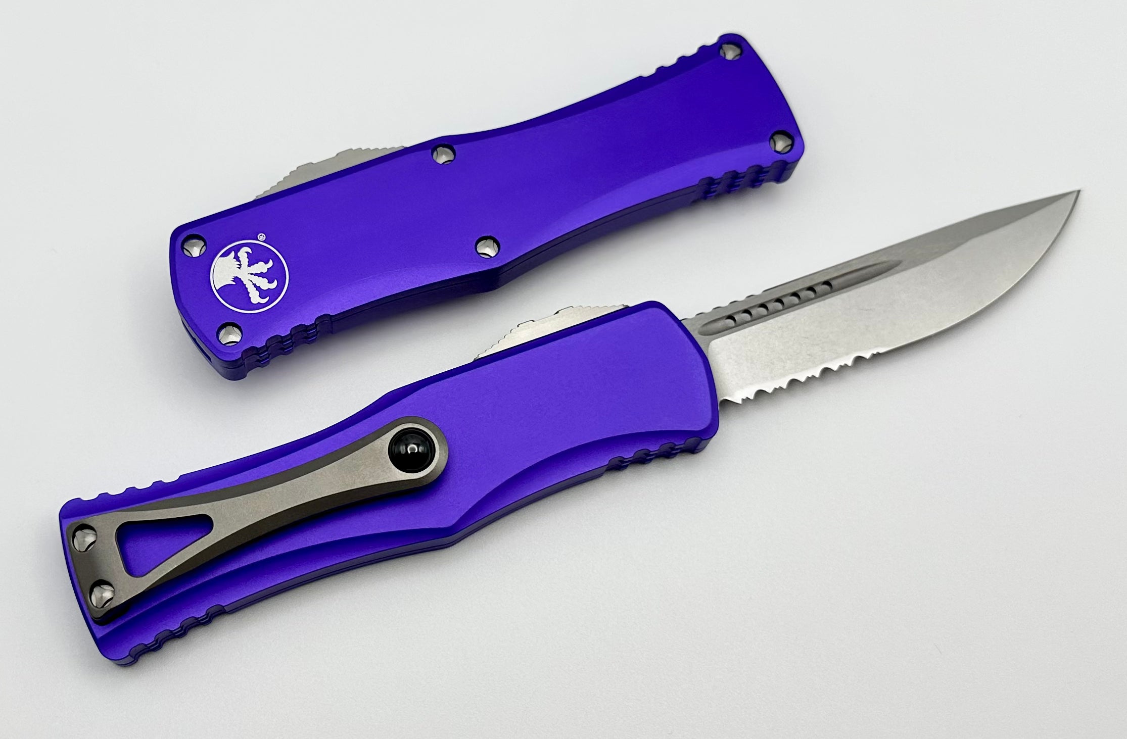 Microtech Hera Single Edge Stonewash Partial Serrated & Purple 703-11PU