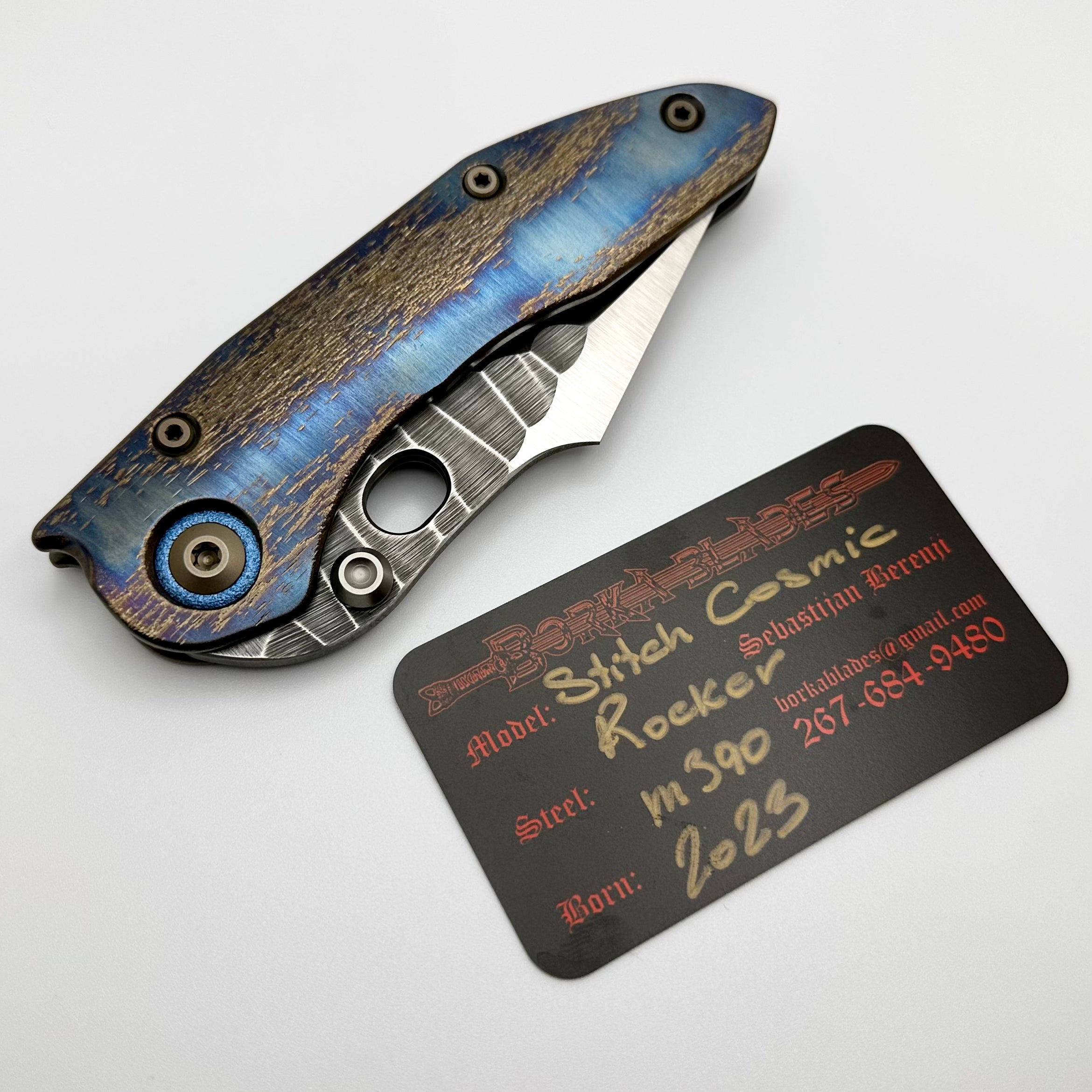 Borka Blades Custom Rocker Cosmic Stitch w/ Rock Grind Blade & Backspacer w/ Blue Pivot Collars