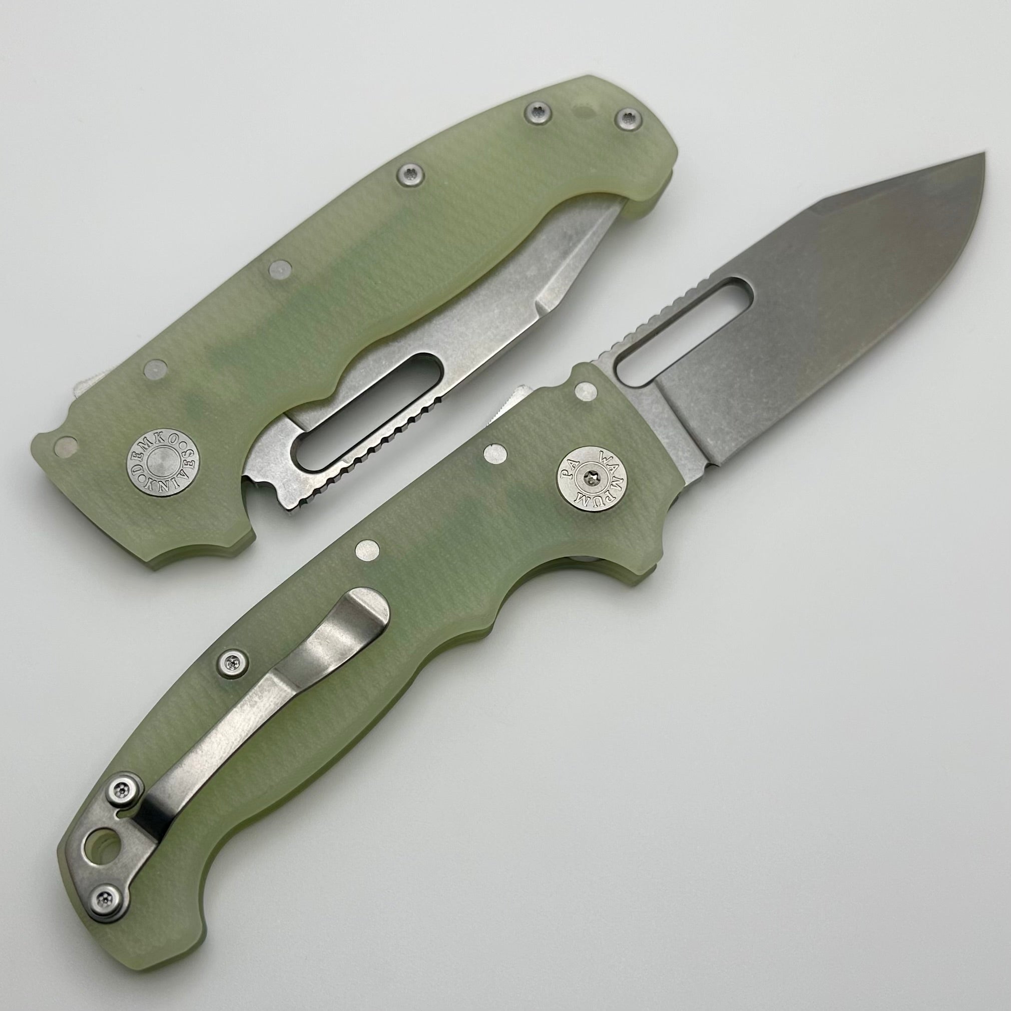 Demko Knives MG AD20S V2 Clip Point Full Flat Grind MagnaCut & Jade G-10