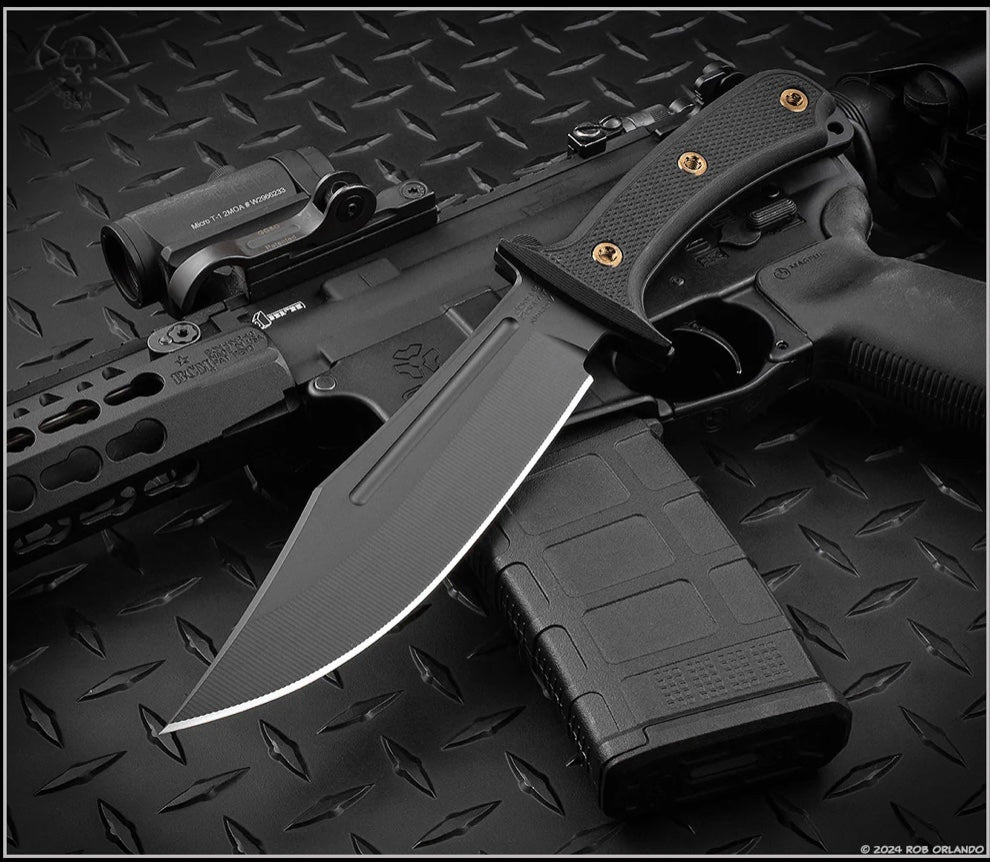 RMJ Tactical Jungle Combat Graphite Black w/ Black G-10 Fixed Blade