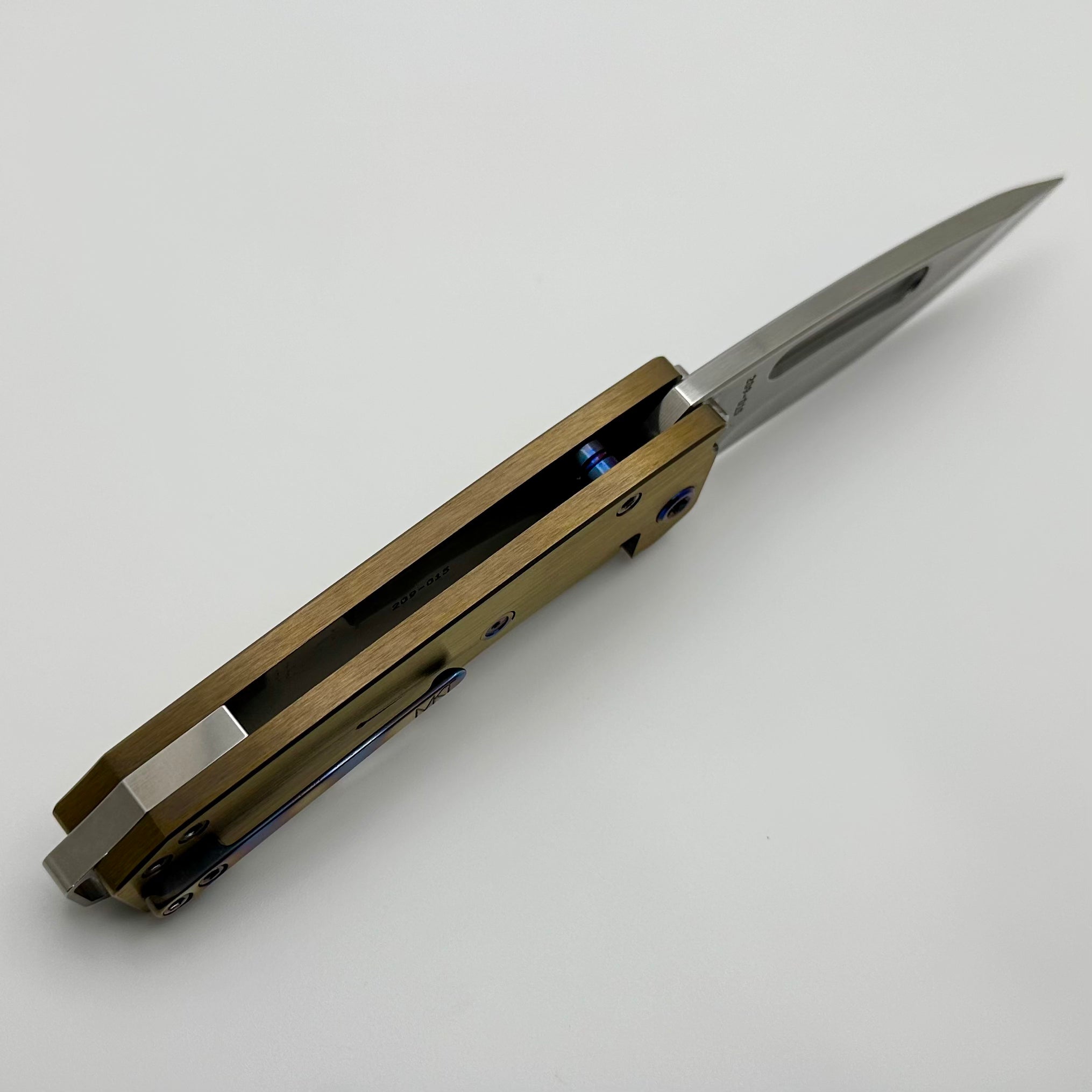 Medford Midi Marauder Tumbled S45 Drop Point & Brushed/Bronze Grooved/Scallops Handles w/ Flamed Hardware