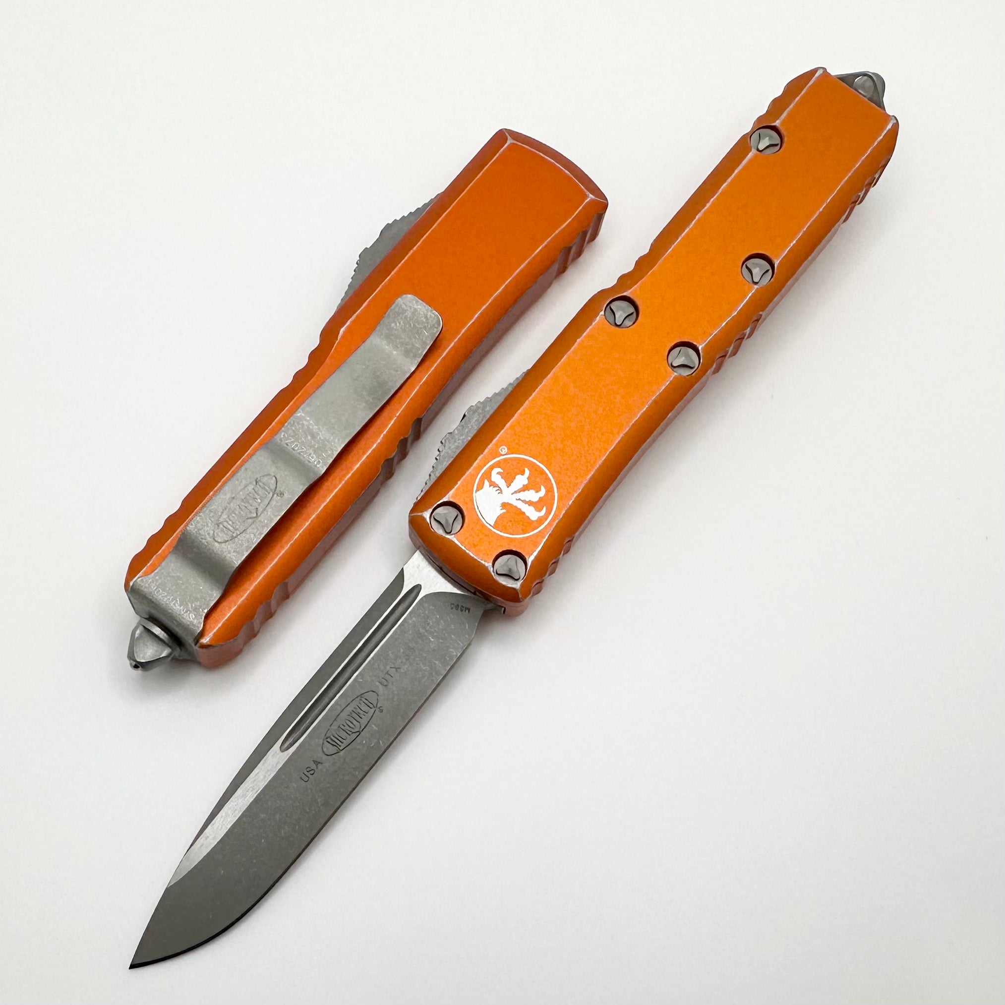 Microtech UTX-85 Single Edge Apocalyptic Standard & Distressed Orange 231-10DOR