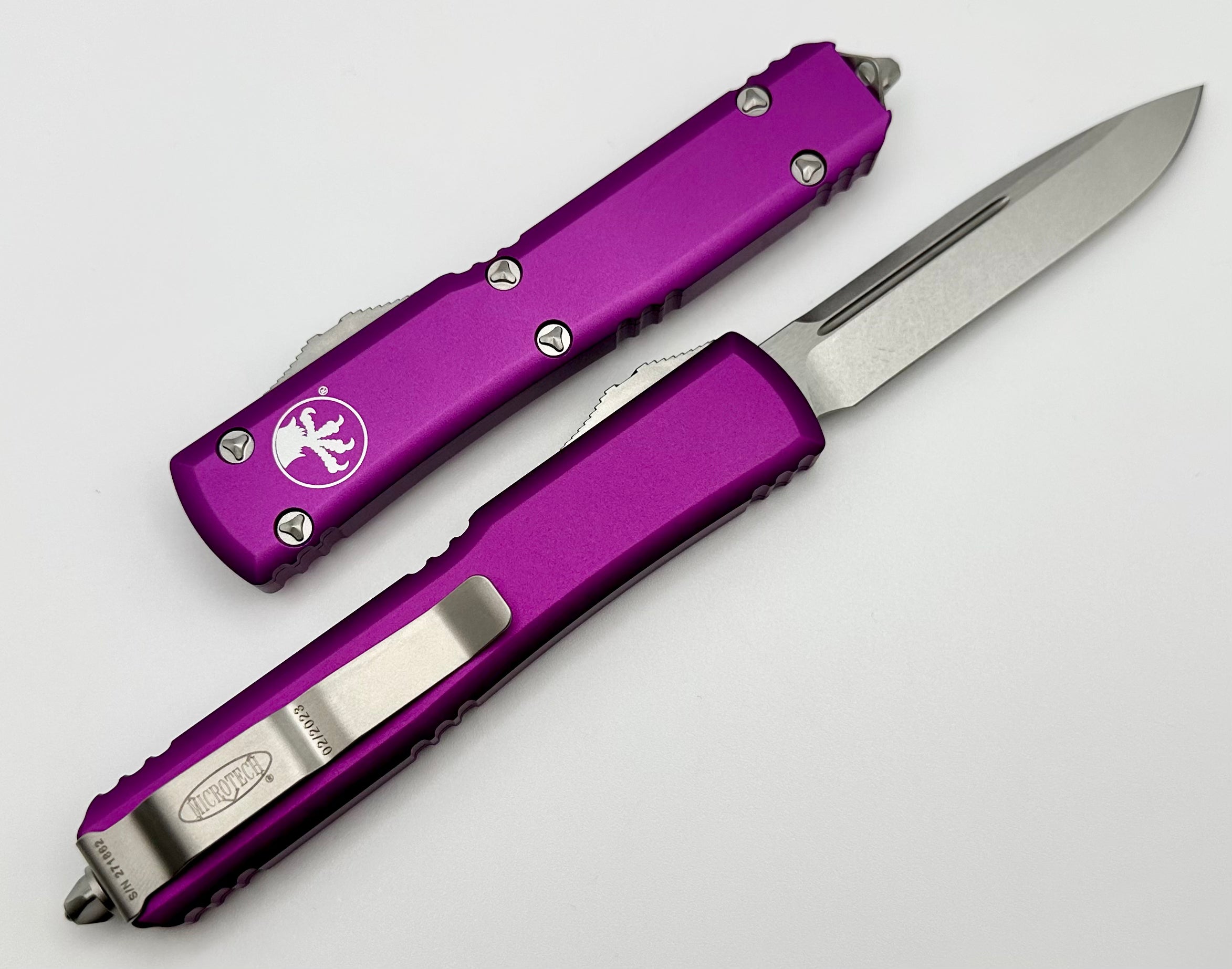 Microtech Ultratech Single Edge Stonewash Standard & Violet 121-10VI