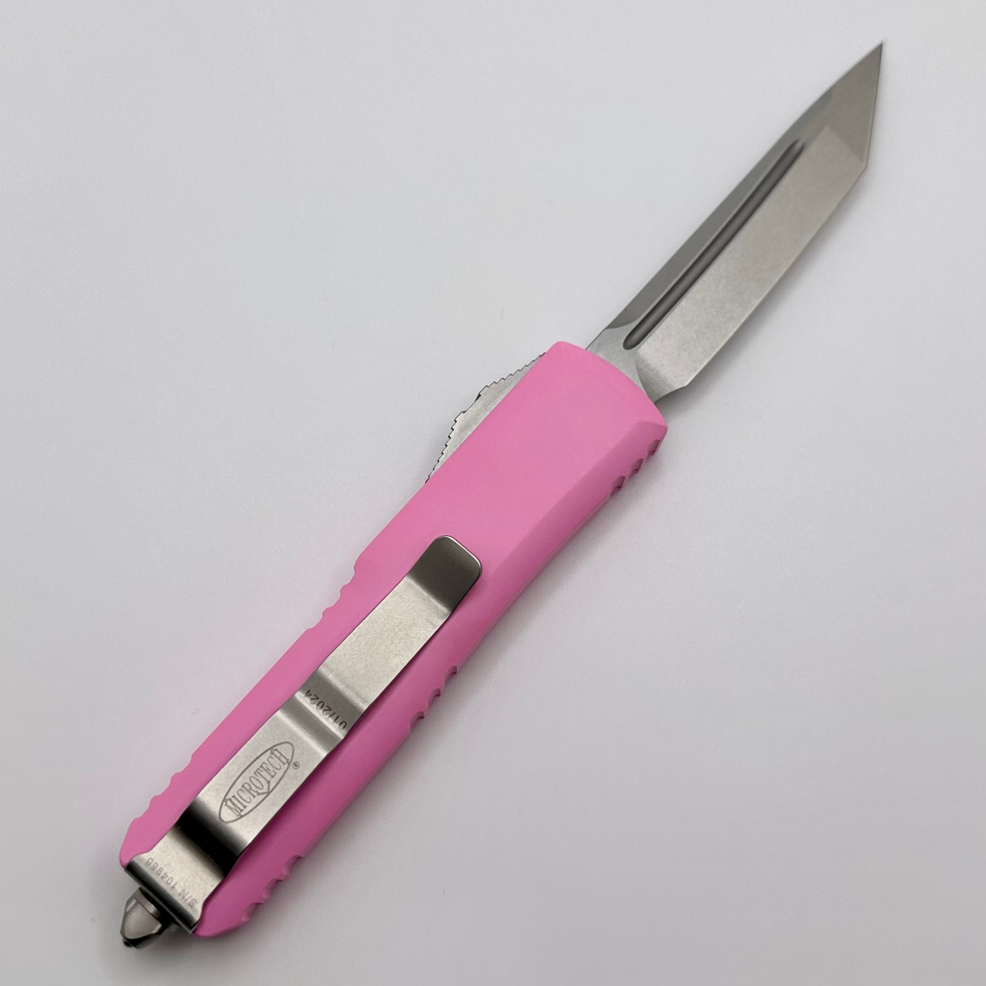 Microtech UTX-85 Tanto Stonewash Standard & Blasted Pink 233-10BPK PRE OWNED