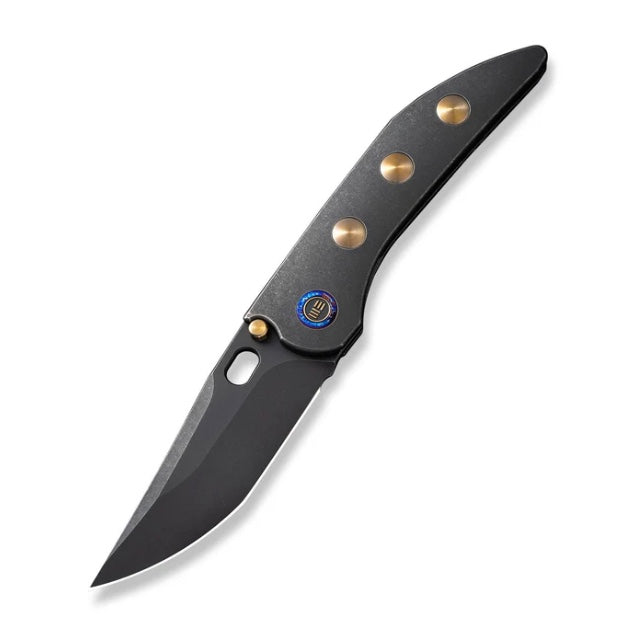 We Knife Attor Black Titanium Integral Handle w/ Golden Ti Inlays & Black Stonewash 20CV WE23037-1