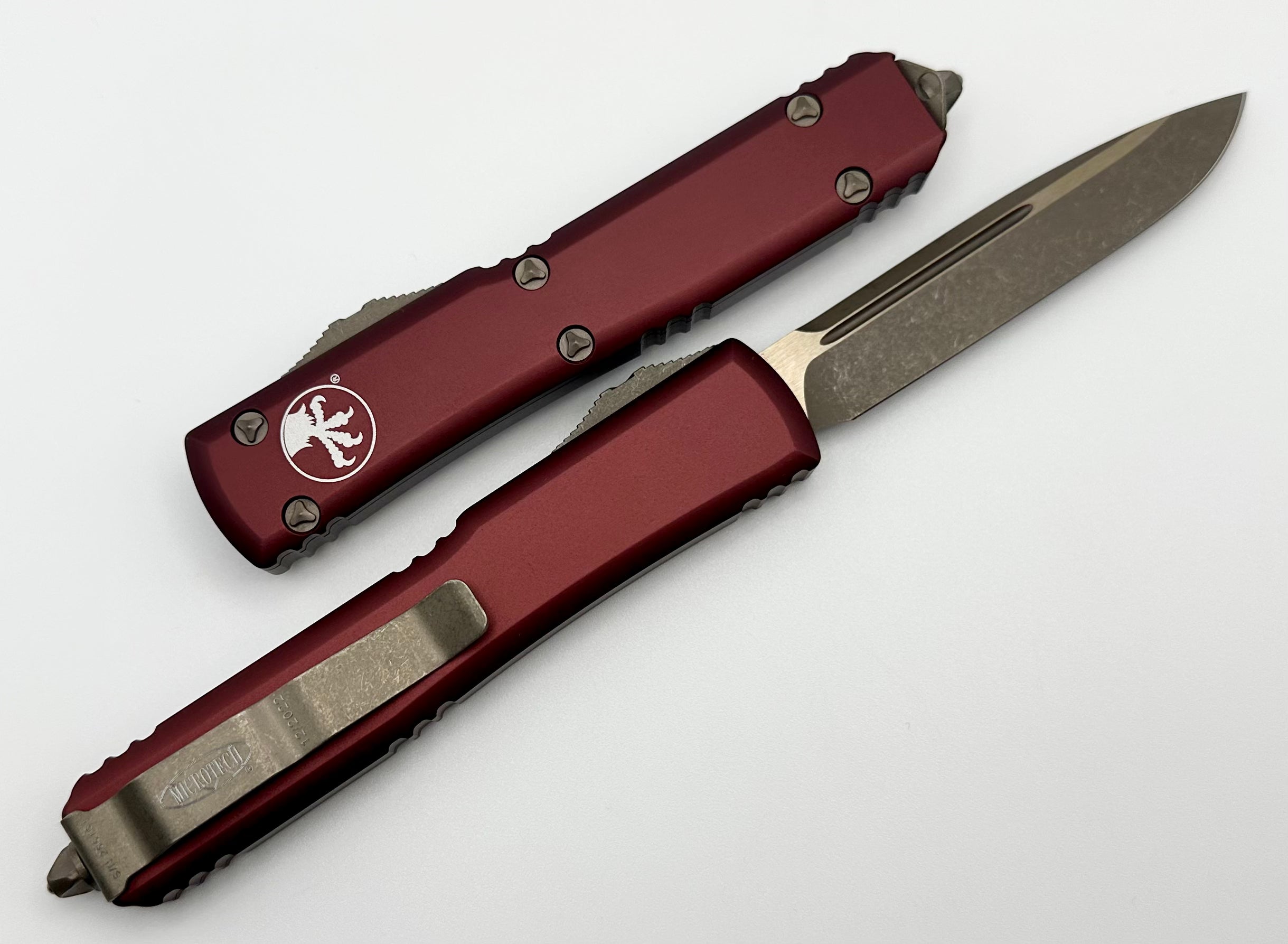 Microtech Ultratech Single Edge Apocalyptic Bronze Standard & Merlot 121-13APMR