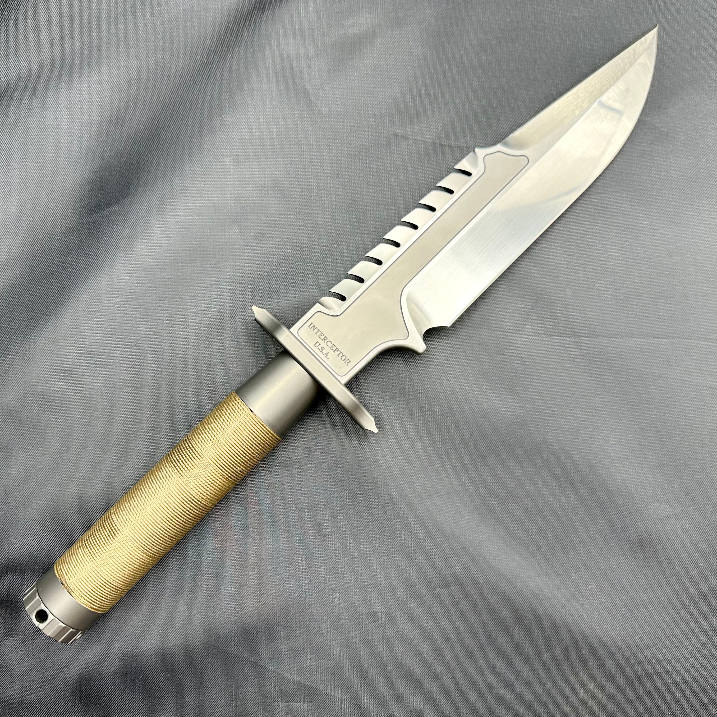 Marfione Custom Knives Interceptor Fixed Blade w/ Tan Wrap & Hand Satin M390