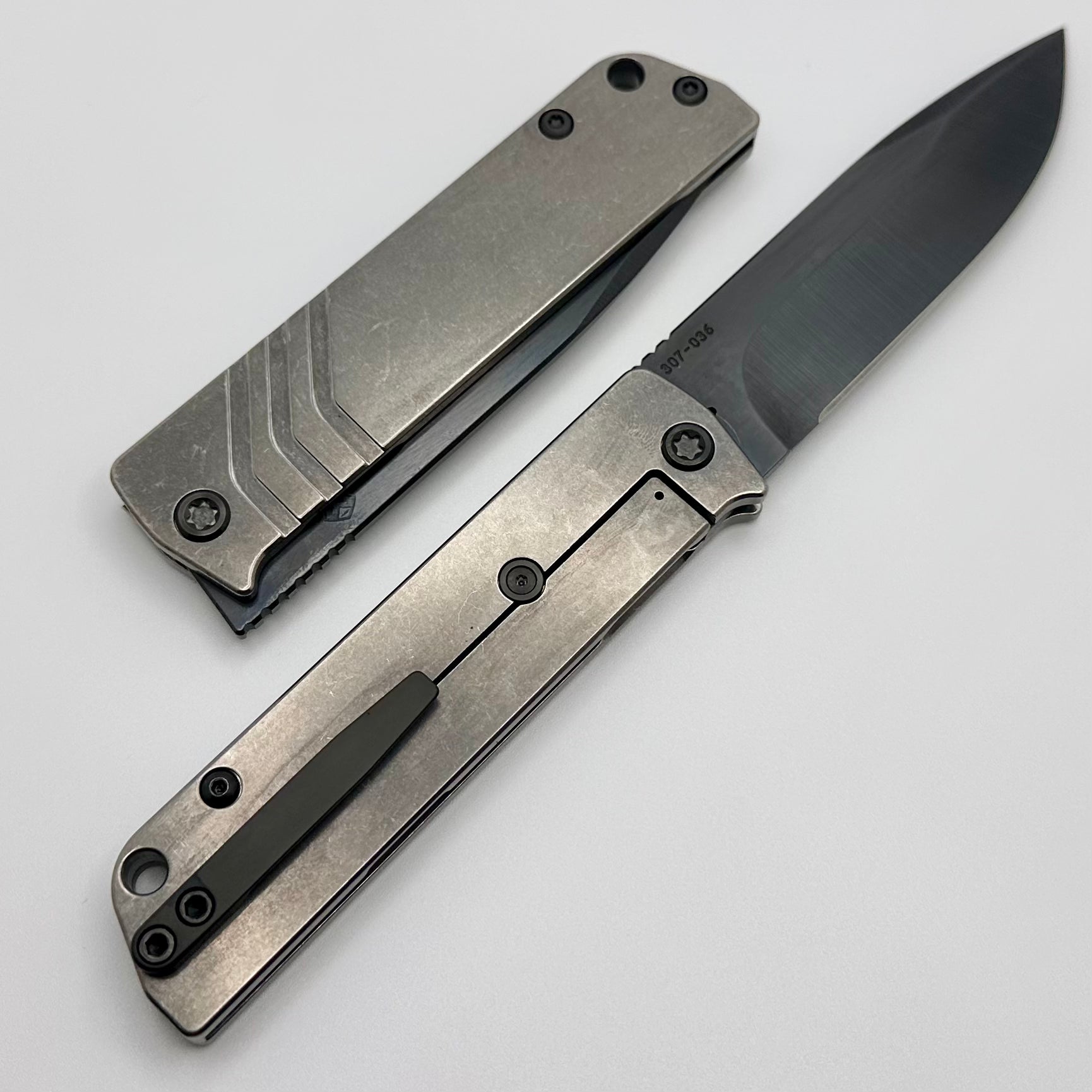 Medford Antik Front Flipper PVD S45 Drop Point & Tumbled Titanium Handles