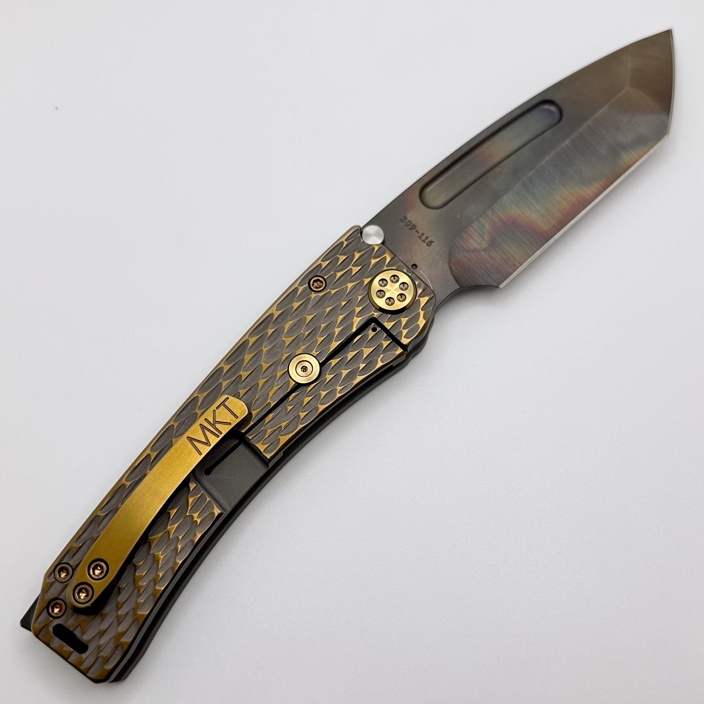 Medford Marauder H Bead Blast/Cement/Bronze Dragon Skin Sculpted Handles w/ Bronze Hardware & S45VN Vulcan Tanto