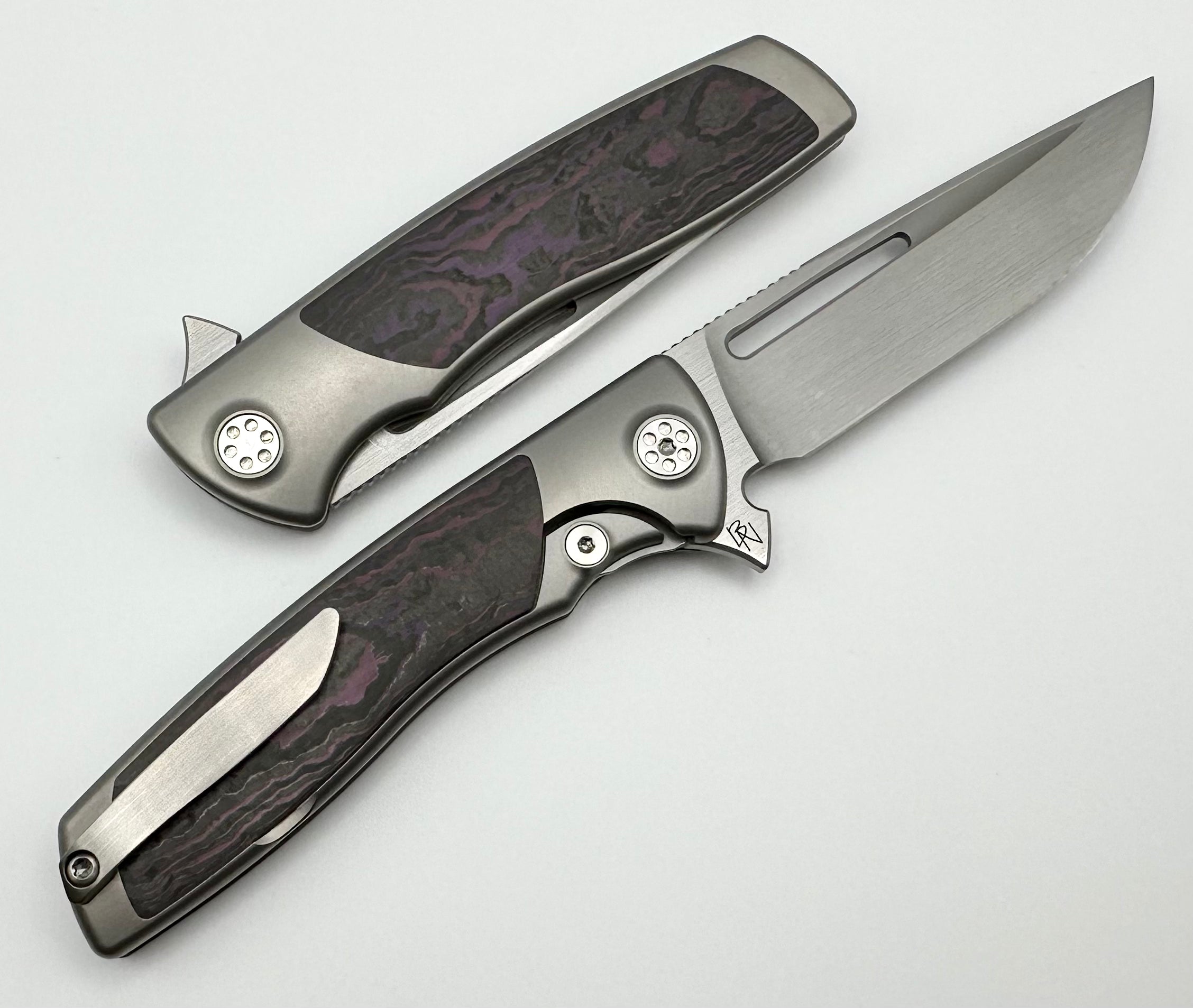 SharpByDesign Mini Evo Purple Haze Fat Carbon & Drop Point M390