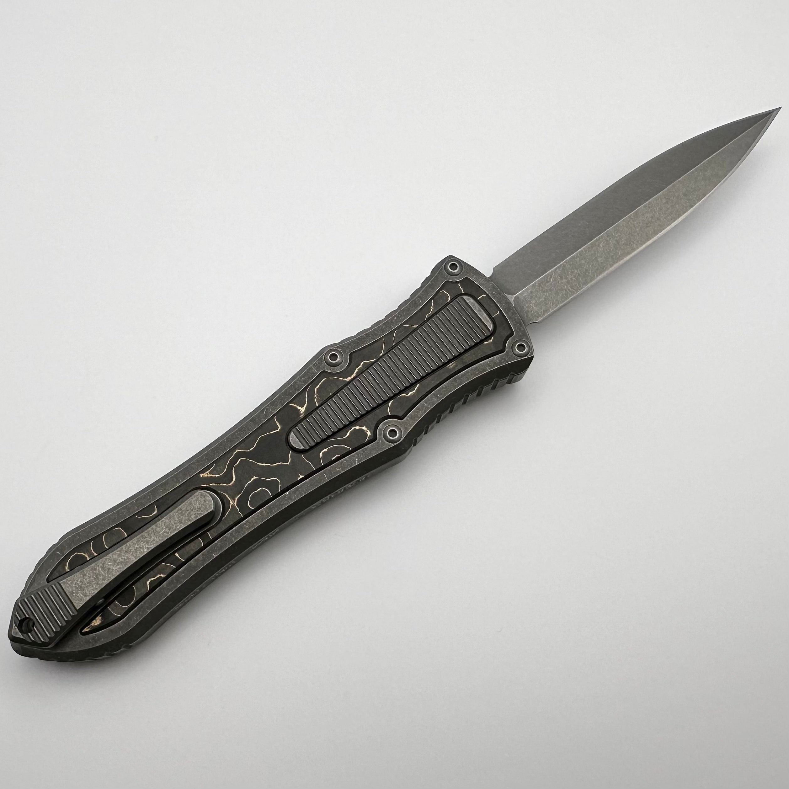 Hawk Designs Model C Deadlock Titanium w/ Fat Carbon & Stonewash MagnaCut Blade