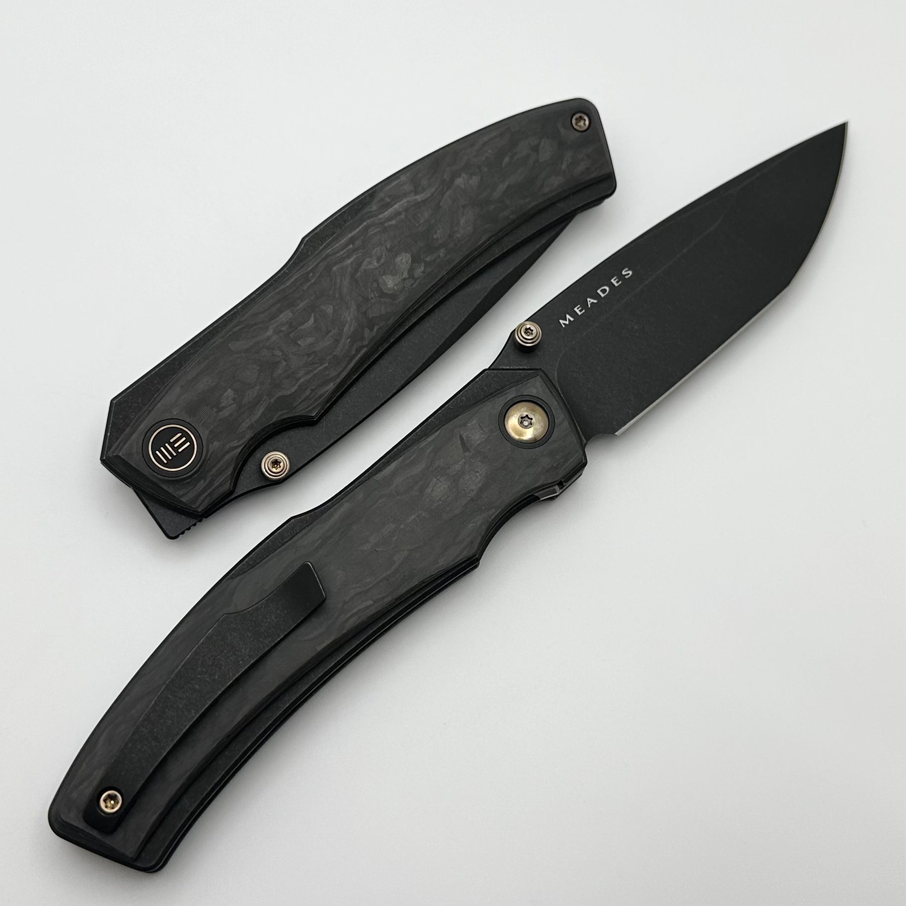 We Swordfin Carbon Fiber & Black Titanium Handles w/ Black Stonewash 20CV WE23067-2