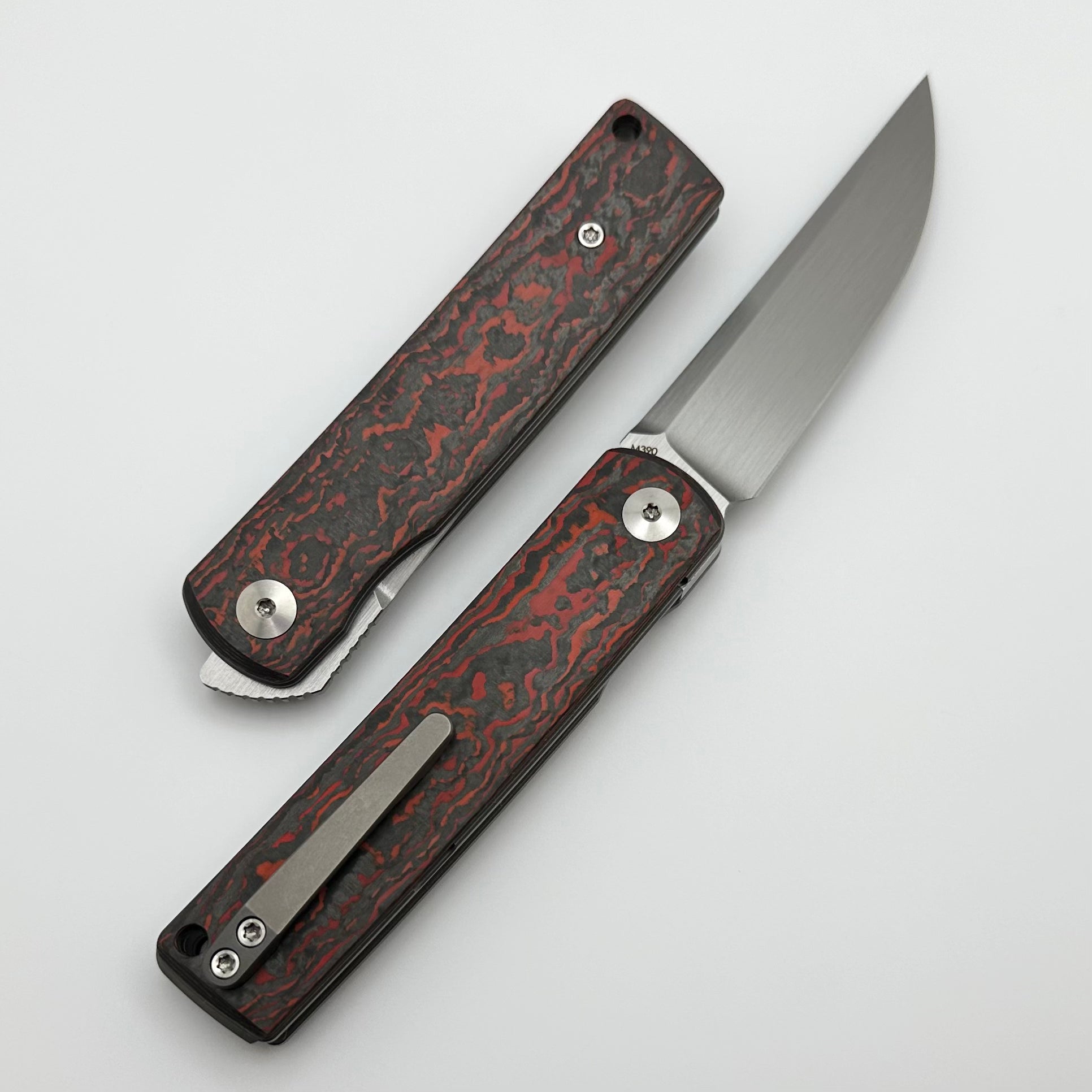 Reate Bushido w/ Lava Flow Fat Carbon Handles & Hand Satin M390