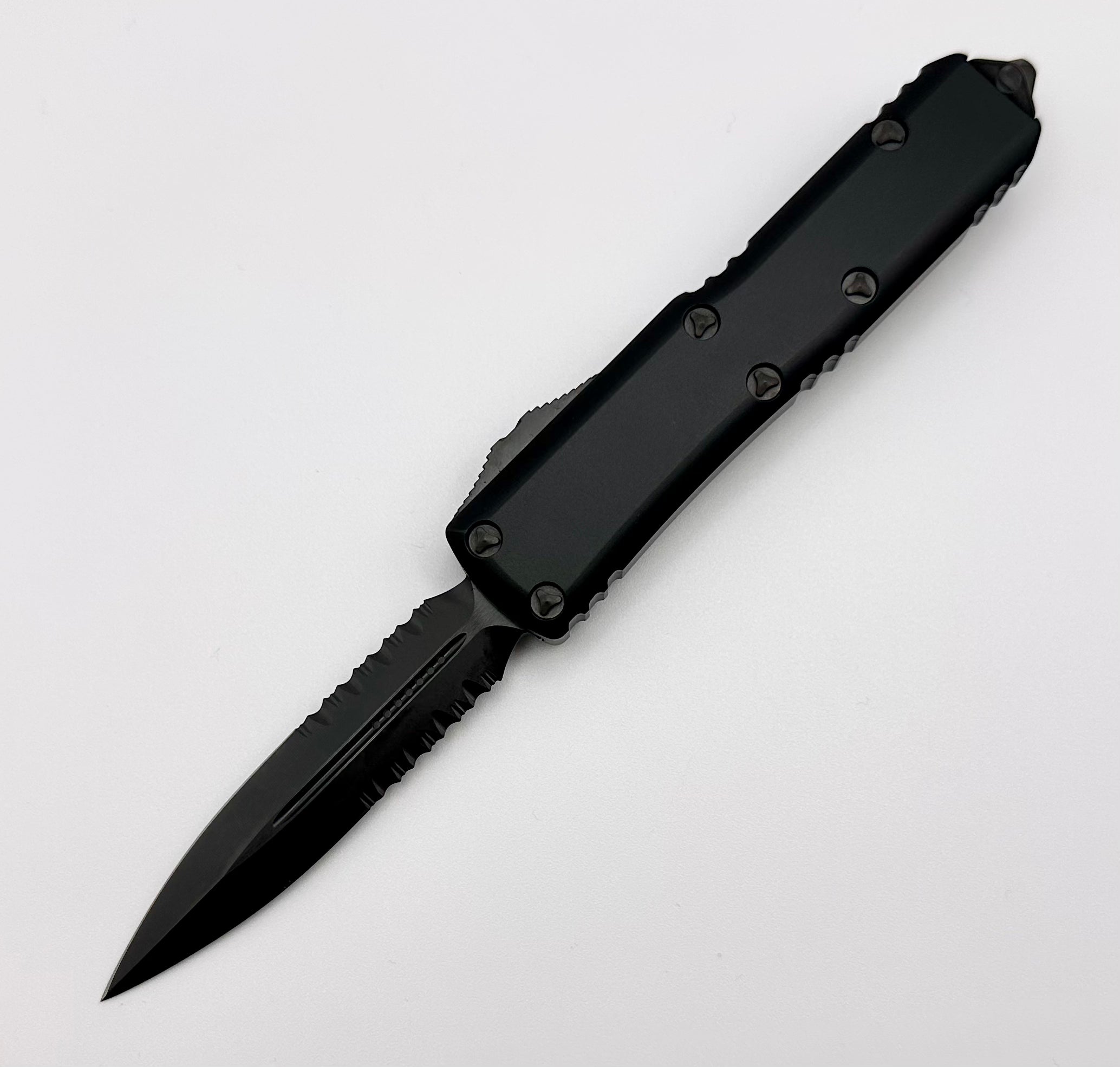 Microtech UTX-85 Shadow DLC Double Edge Partial Serrated  232-2DLCTSH