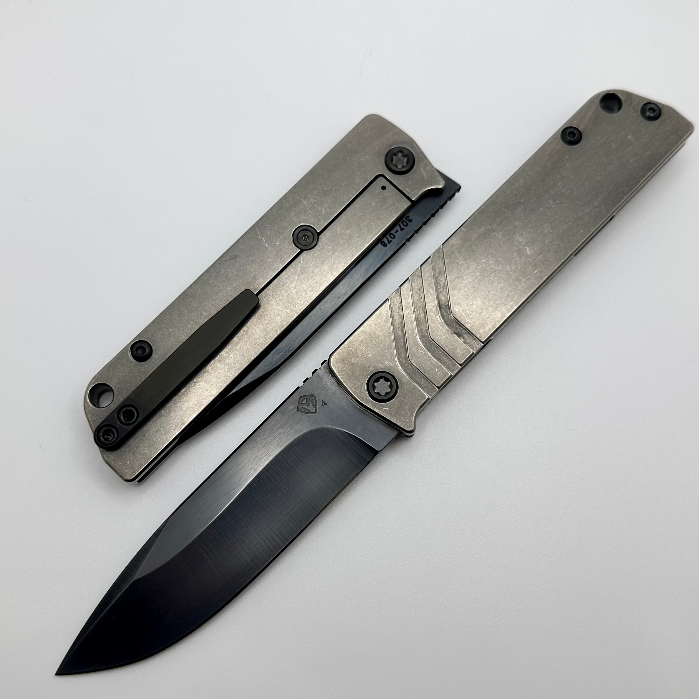 Medford Antik Front Flipper PVD S45 Drop Point & Tumbled Titanium Handles