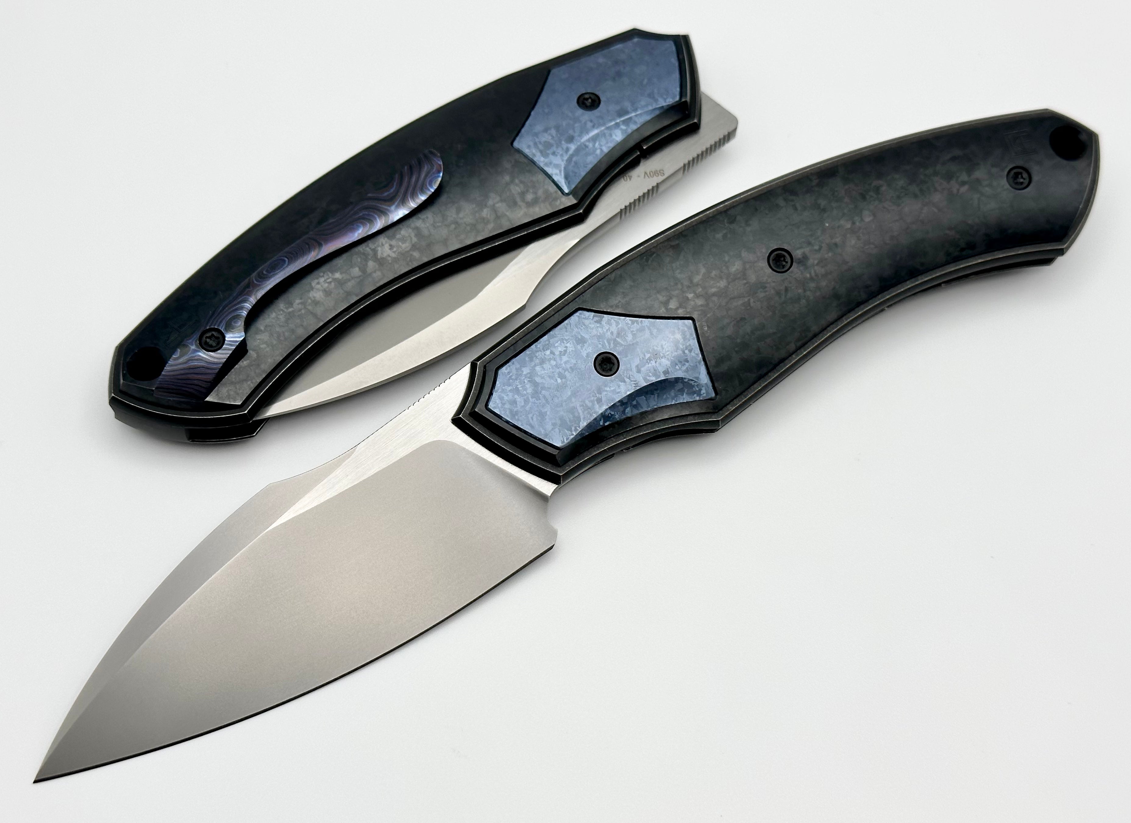 Custom Knife Factory Davless Crystal Ti & Blue Crystal Ti w/ CKF Wash S90V ONE KNIFE PER HOUSEHOLD ACROSS ALL VARIATIONS