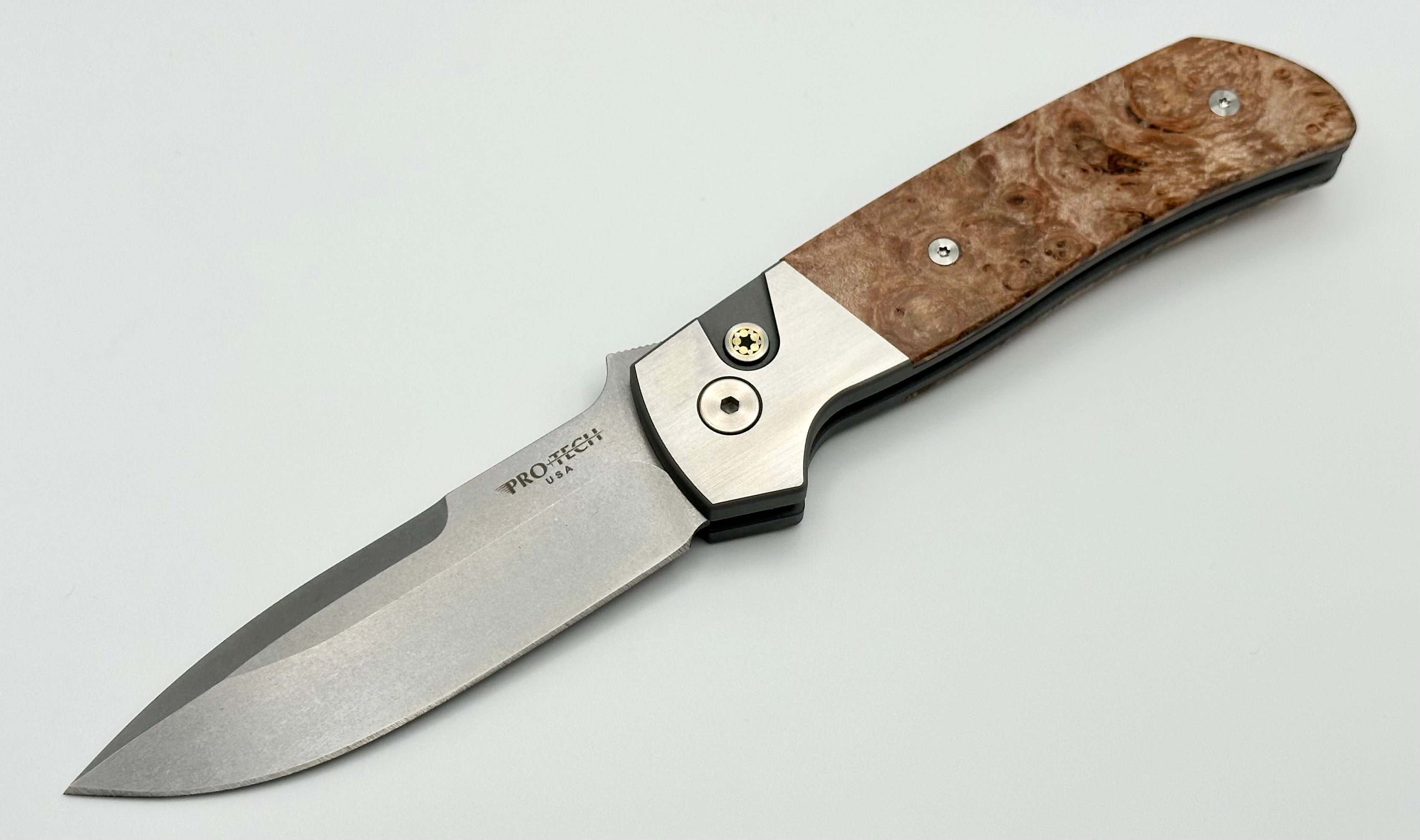 Pro-Tech ATCF 2 Tone 416 Steel w/ Maple Burl Inlays & Mosaic Button w/ Stonewash MagnaCut 2023 ATCF.009