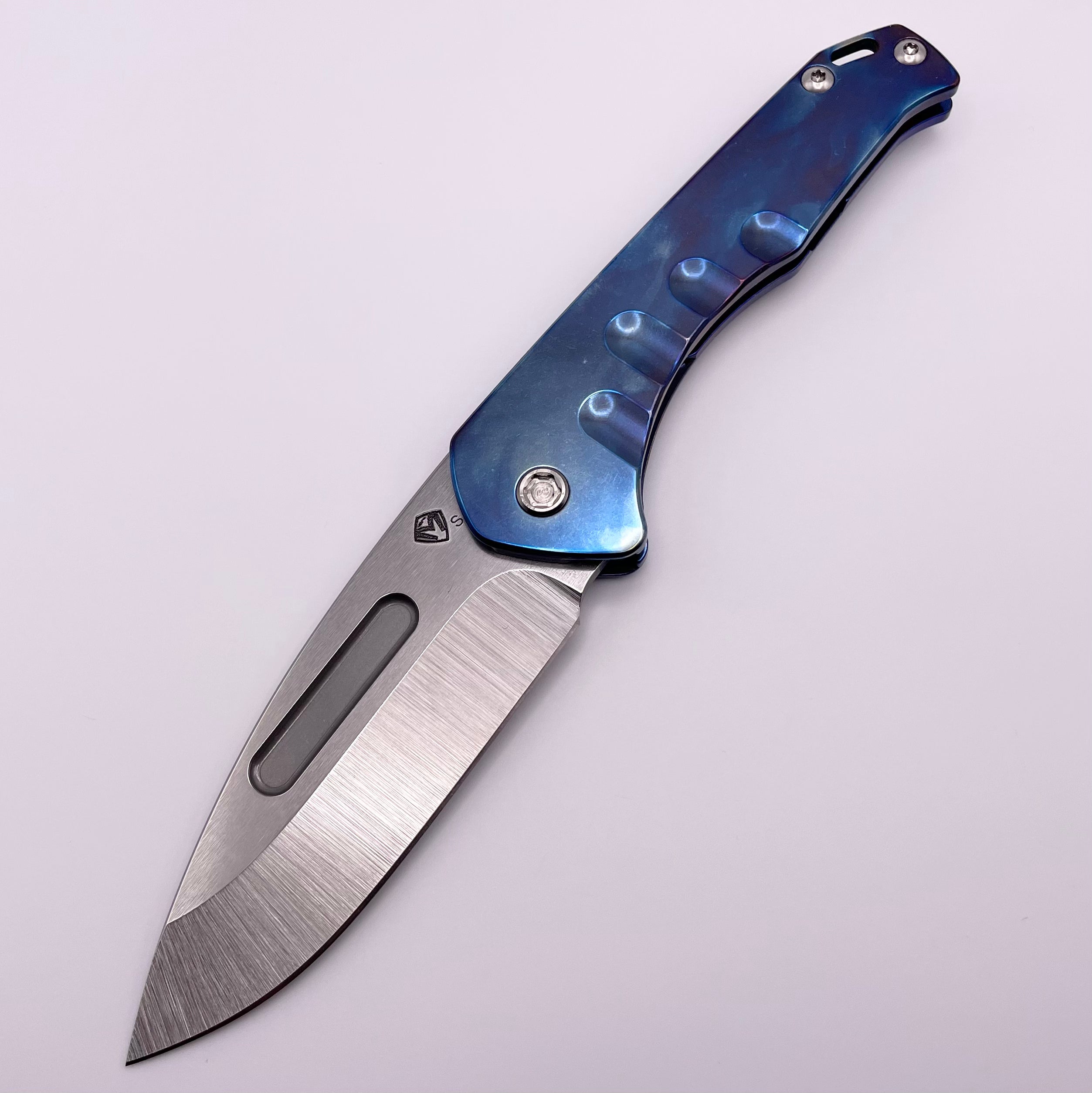 Medford Praetorian Slim Tumbled S35VN Drop Point & Flamed Handle w/ Blue Pre Owned