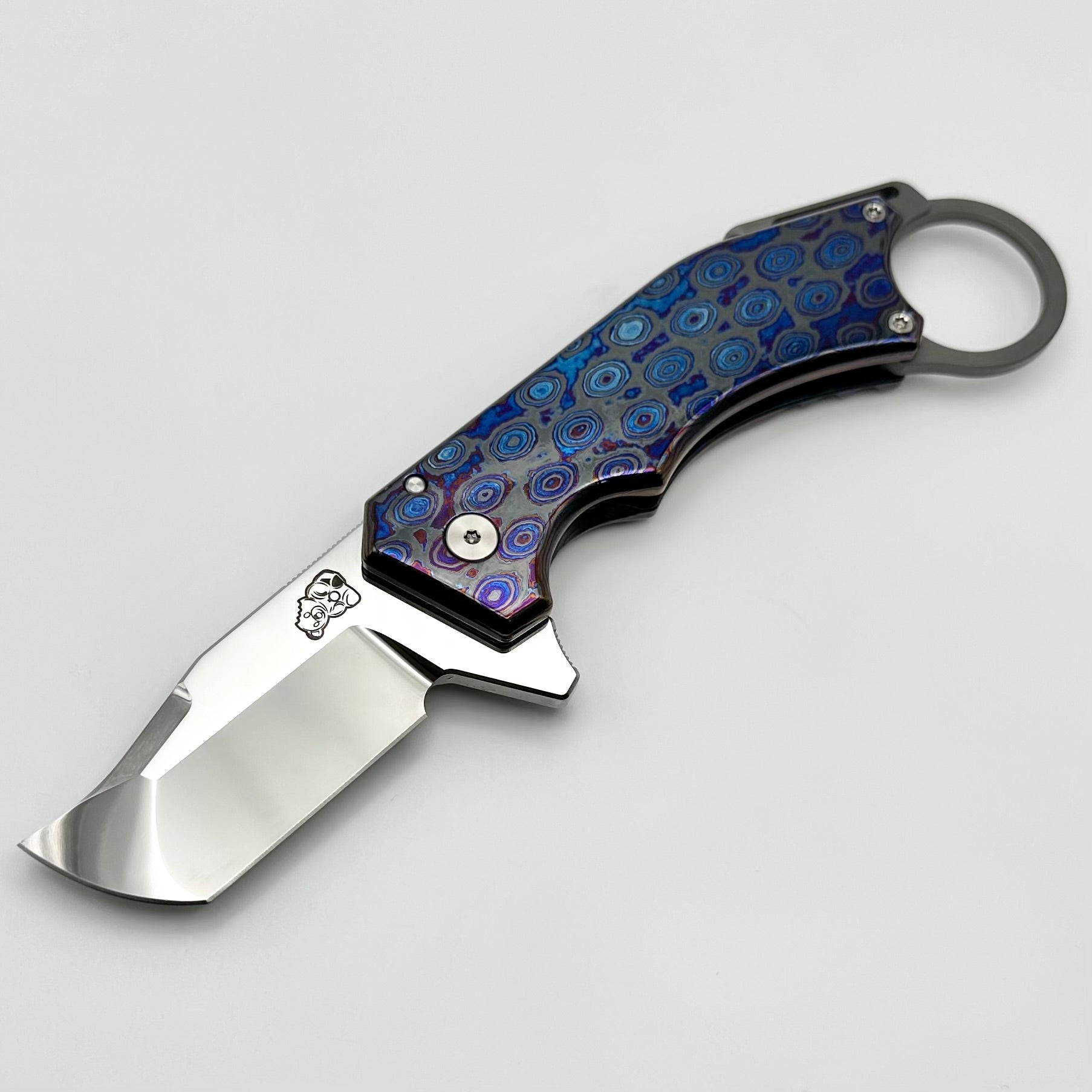 Mechforce Knives Jon Graham Collab Ringed Rhino Flipper Polished M390 w/ Zircuti Handles