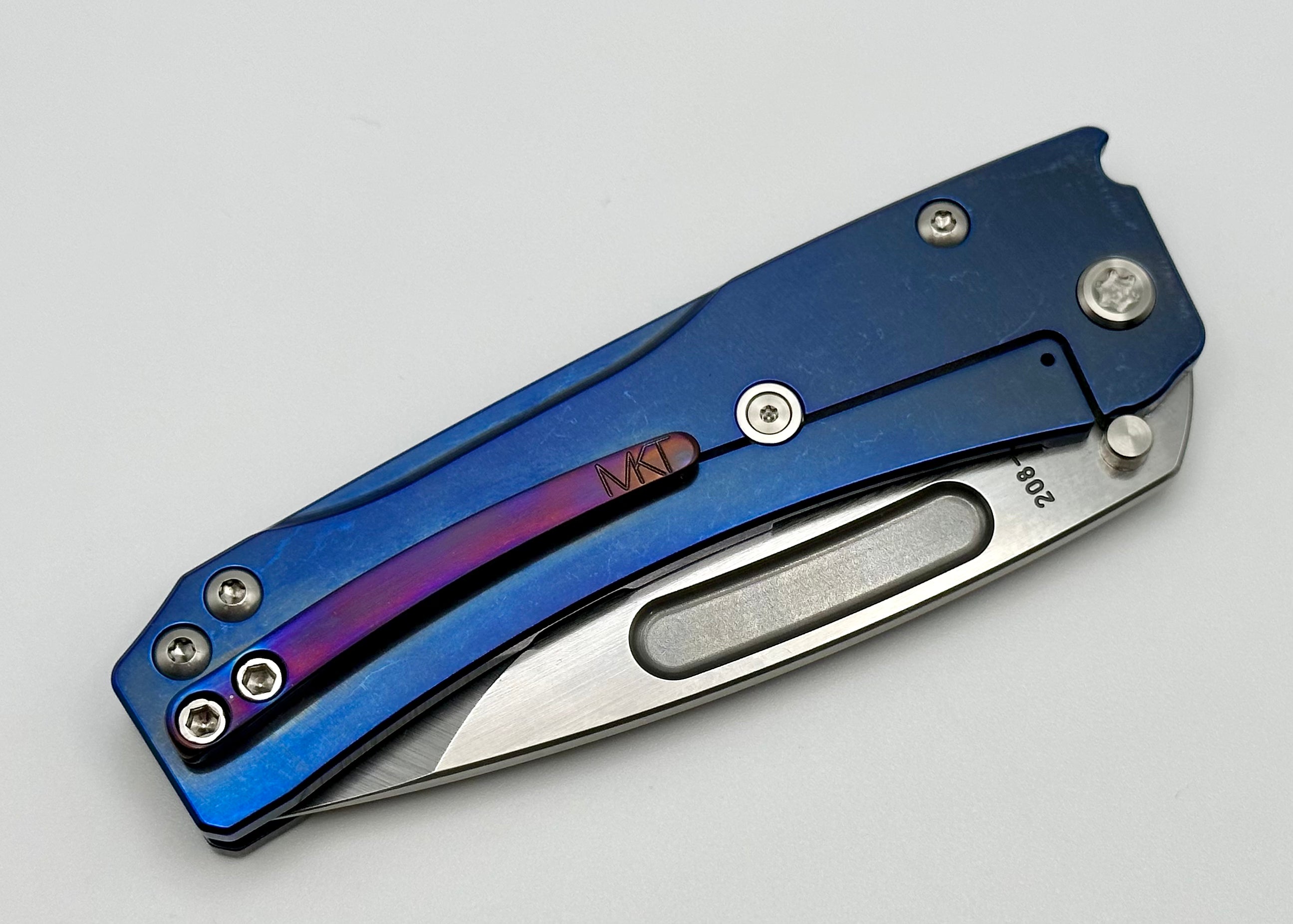 Medford Knife Slim Midi Tsunami Flamed/Blue & Drop Point Tumbled S45 w/ Flamed Clip