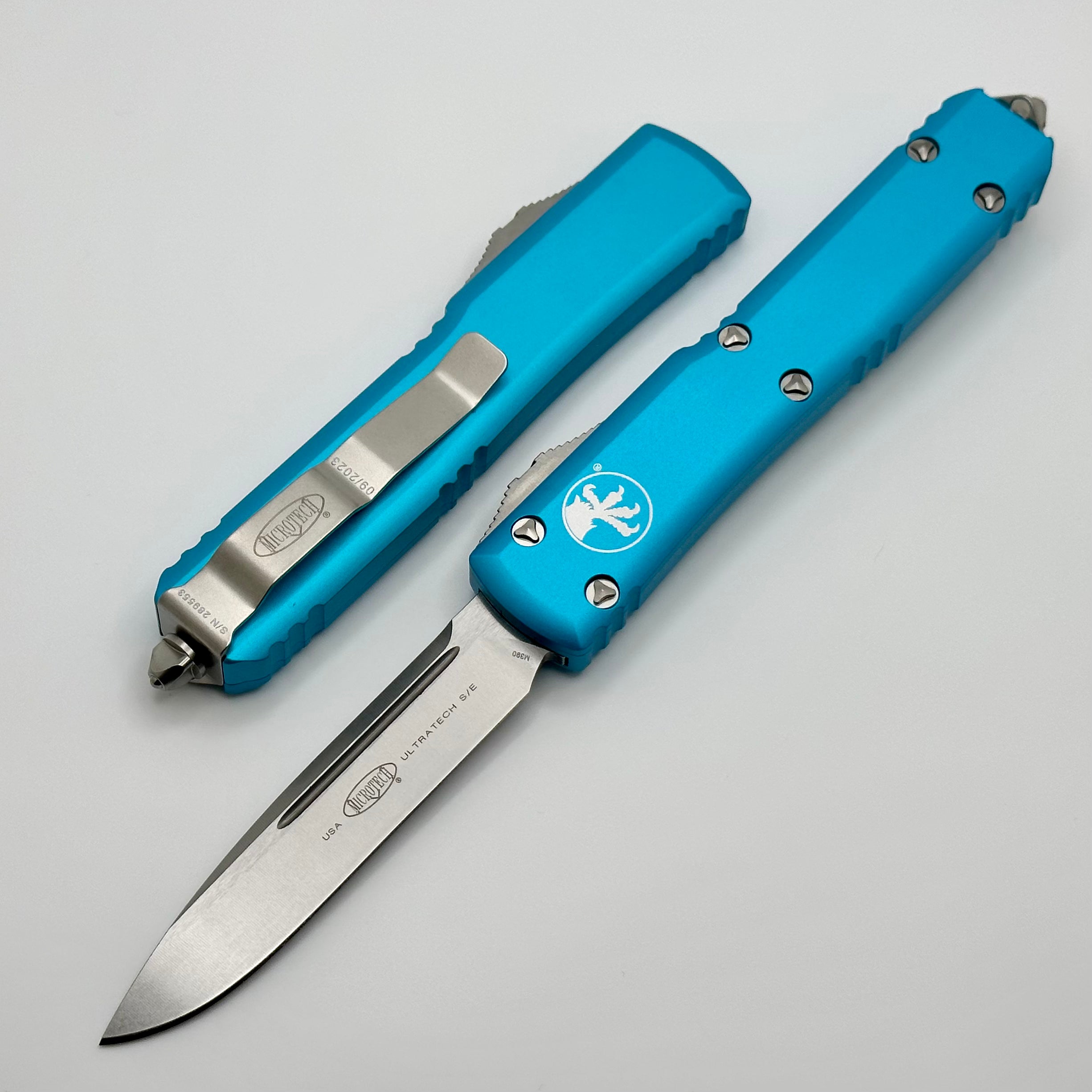 Microtech Ultratech Single Edge Stonewash Standard & Turquoise 121-10TQ