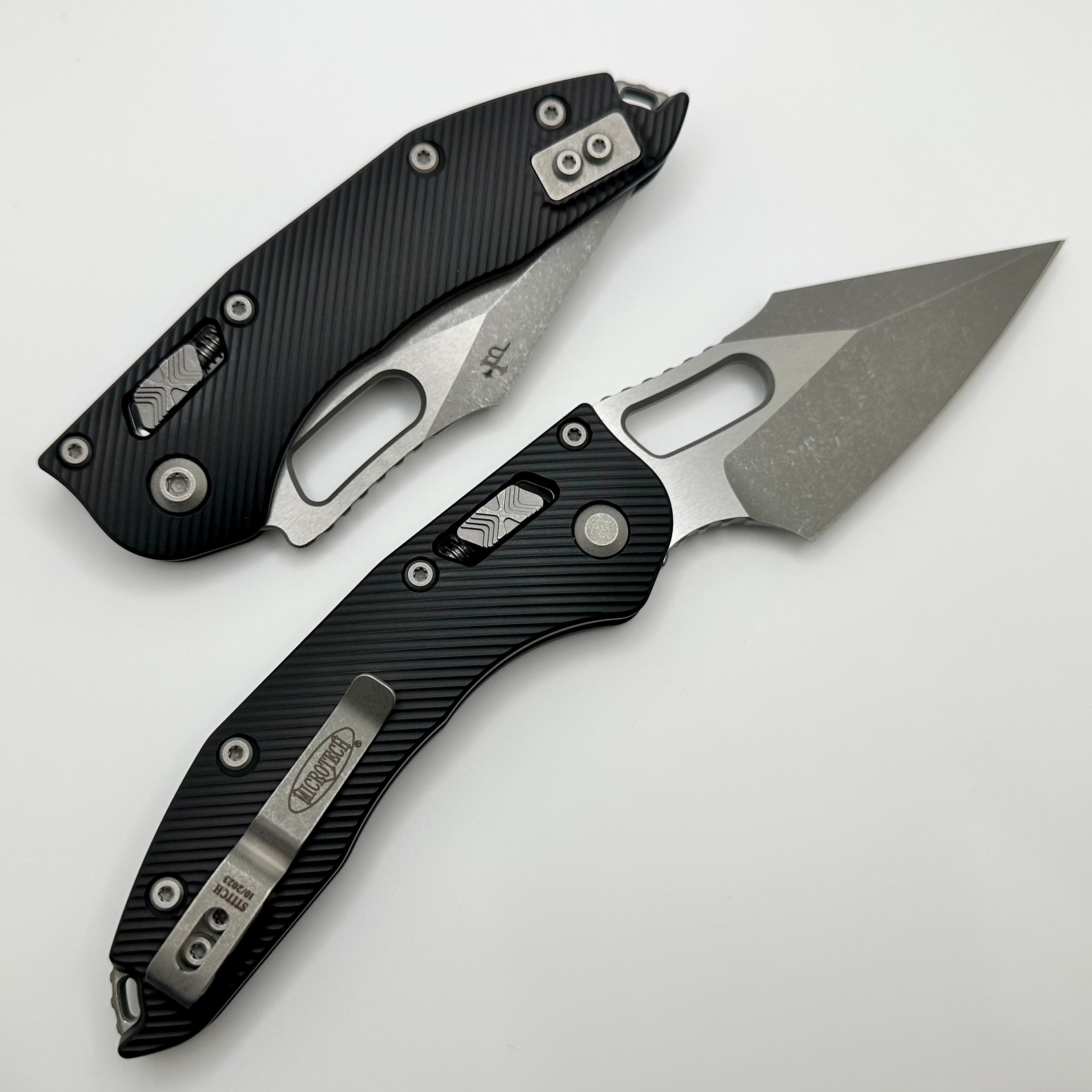 Microtech Knives Manual Stitch RAM LOK Fluted Black Aluminum Apocalyptic Standard & M390MK 169RL-10APFL