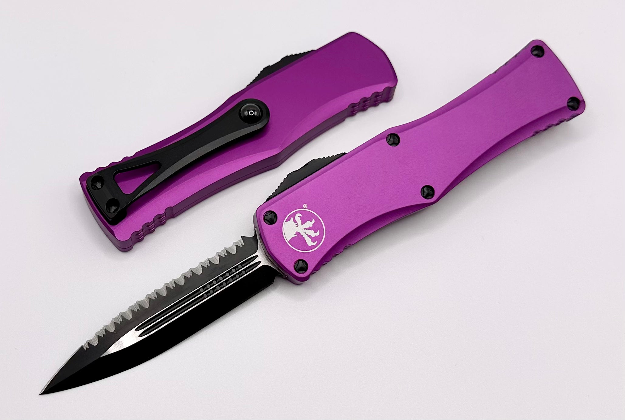 Microtech Hera Black Double Edge Full Serrated & Violet 702-3VI