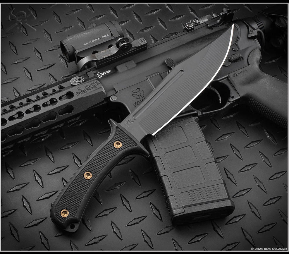 RMJ Tactical Jungle Combat Graphite Black w/ Black G-10 Fixed Blade