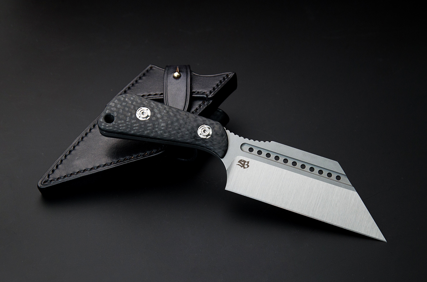 Reate Tibia Fixed Blade Carbon Fiber with Satin Stonewash M390