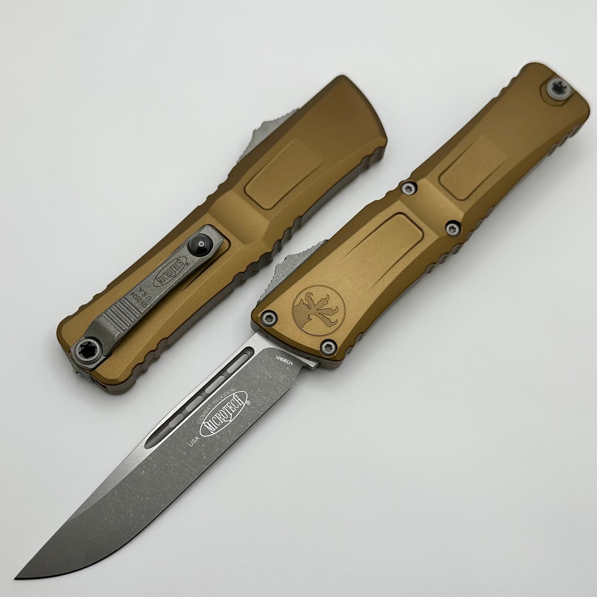 Microtech Knives Combat Troodon Gen III Apocalyptic Single Edge w/ Tan Handle 1143-10APTA