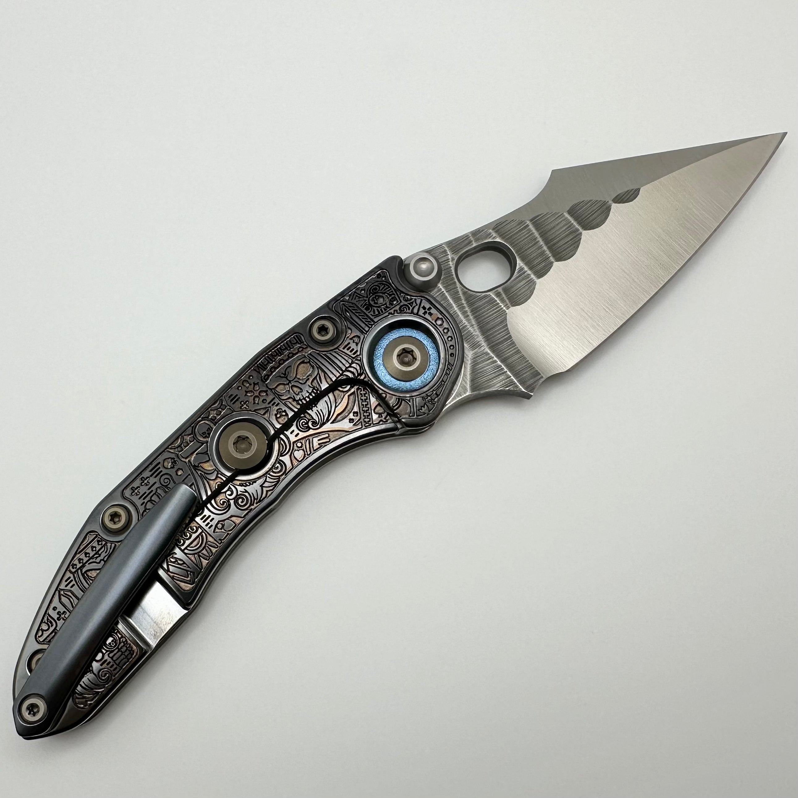 Borka Blades Custom Black Hula Rootbeer Kingsman Stitch w/ Rock Grind & Rocked Backspacer w/ Bronzed Hardware & Blue Collars