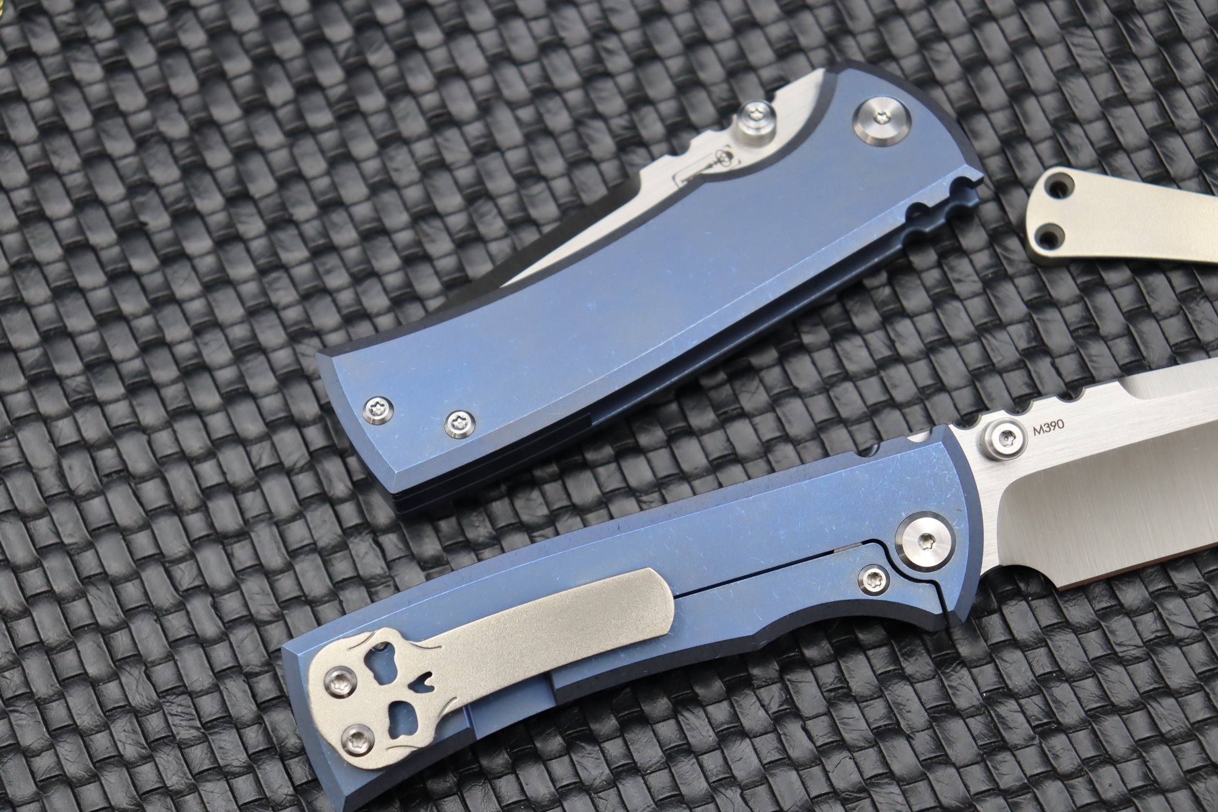 Chaves Knives Redencion Street Drop Point Blue Exclusive with Orange Peel Clip