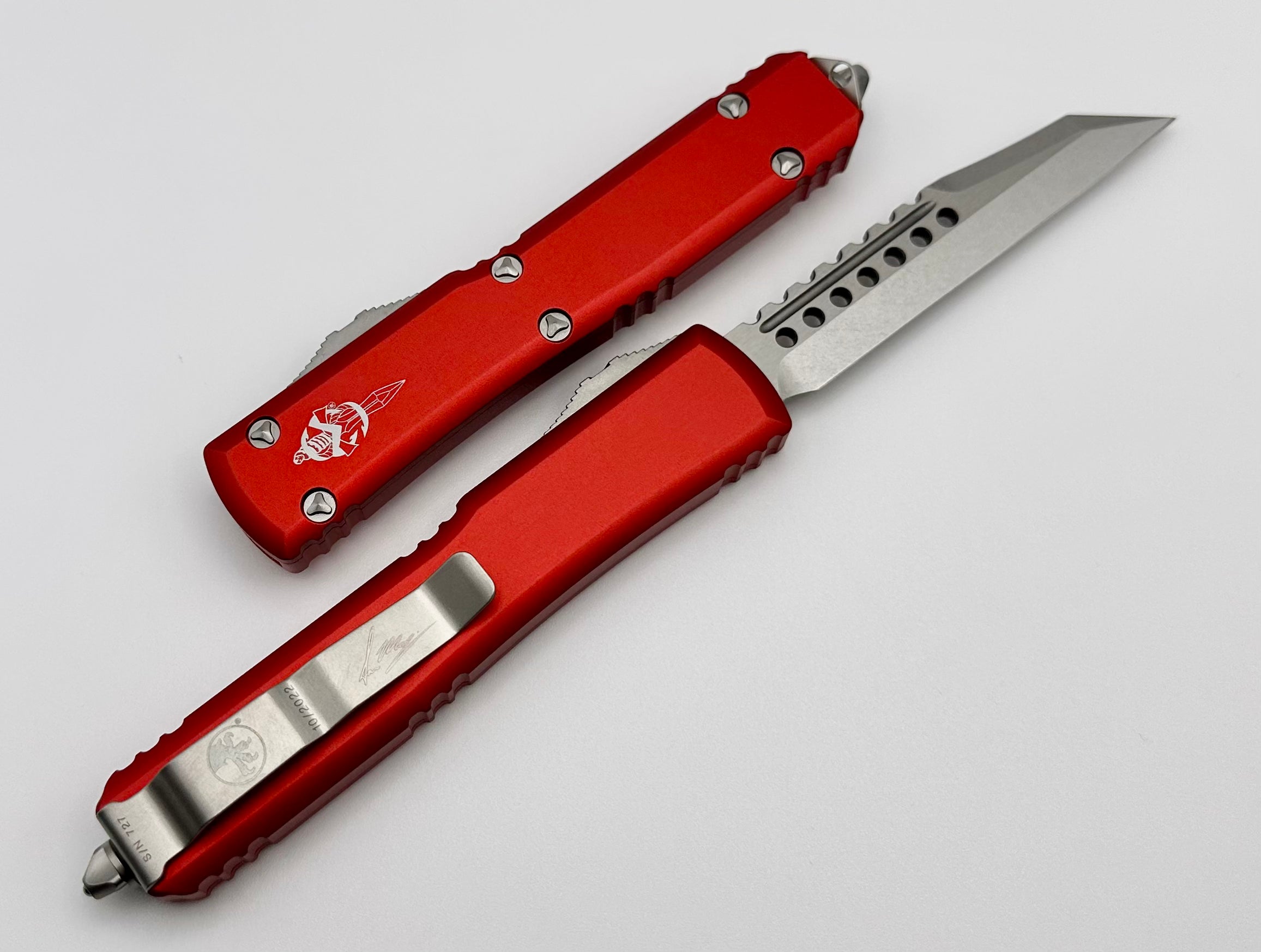 Microtech Ultratech Warhound Stonewash Standard & Red 119W-10RDS