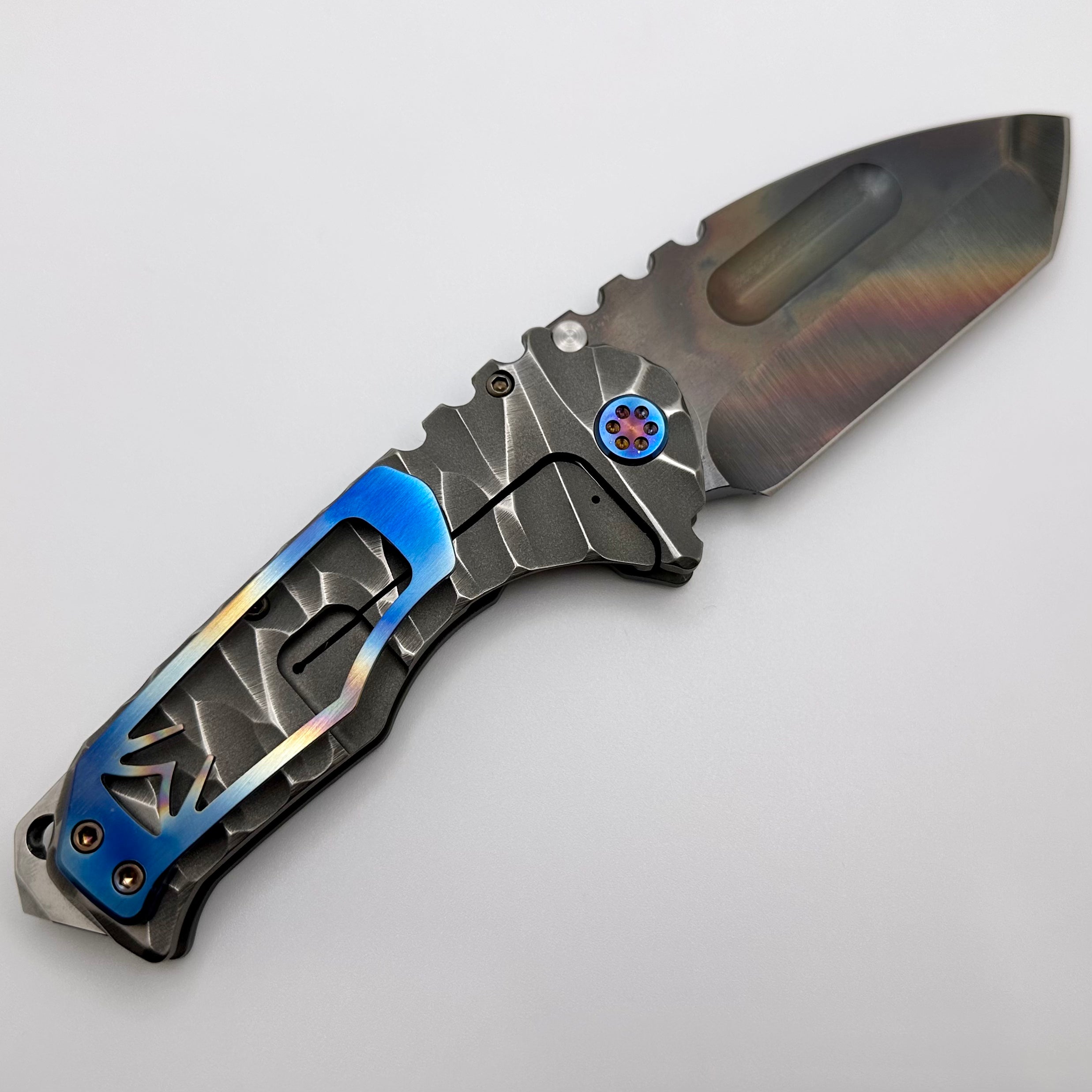 Medford Knife Praetorian TI S45 Vulcan Tanto & Bead Blast Twisted Predator Sculpting w/ Flamed Hardware/Clip