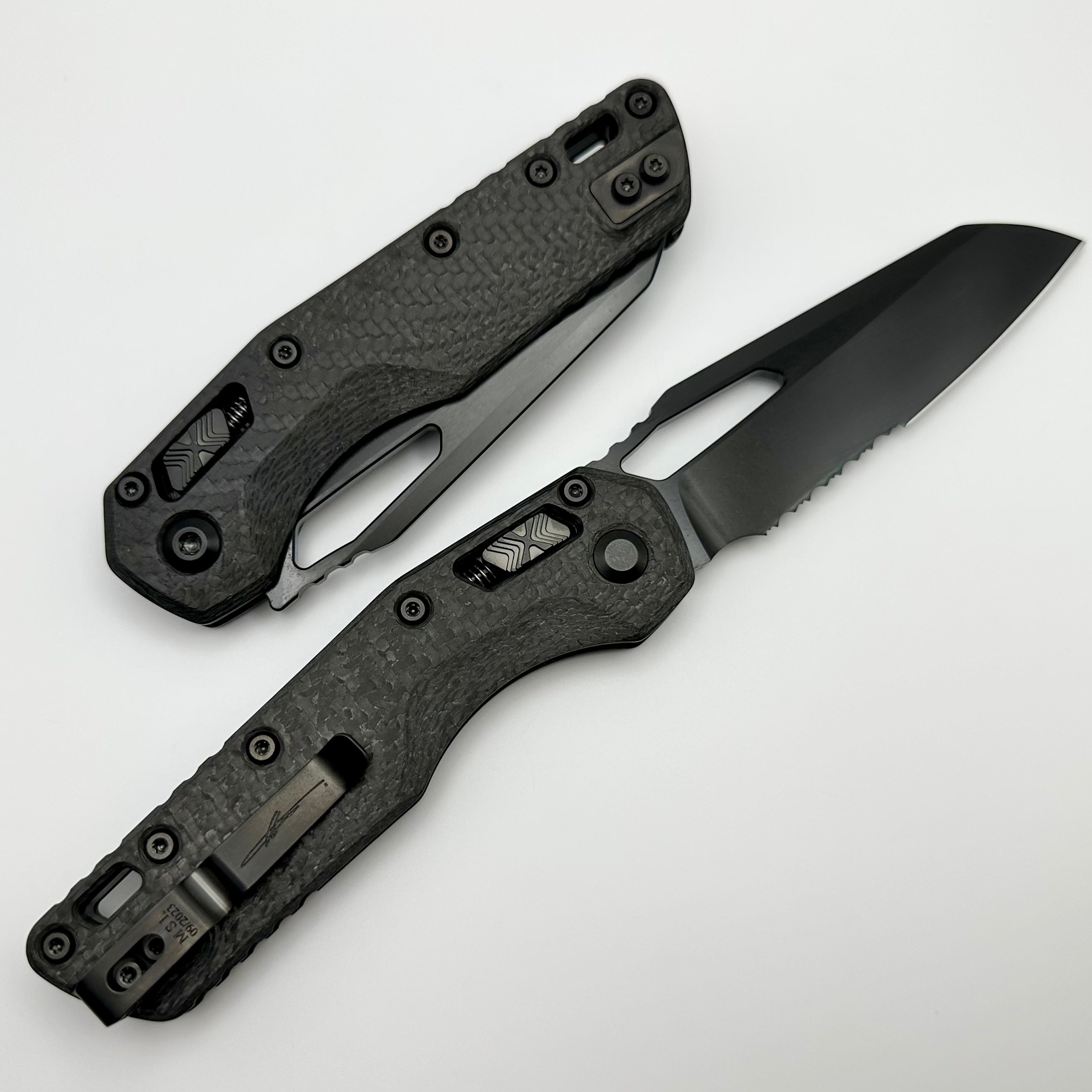 Microtech Knives MSI RAM LOK Carbon Fiber & M390MK Partial Serrated DLC Standard 210-2DLCTCFS ONE PER HOUSEHOLD